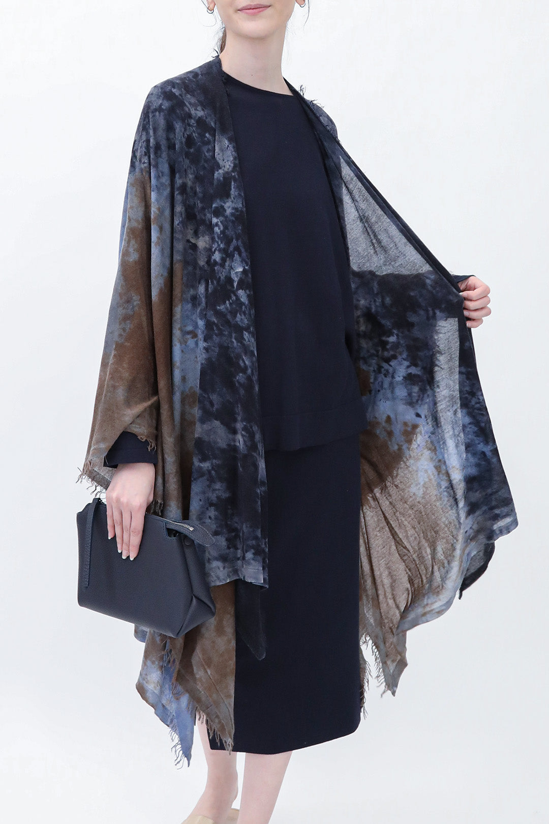 ROSELLA HANDPAINTED CASHMERE CARDIGAN IN MIDNIGHT SHORES