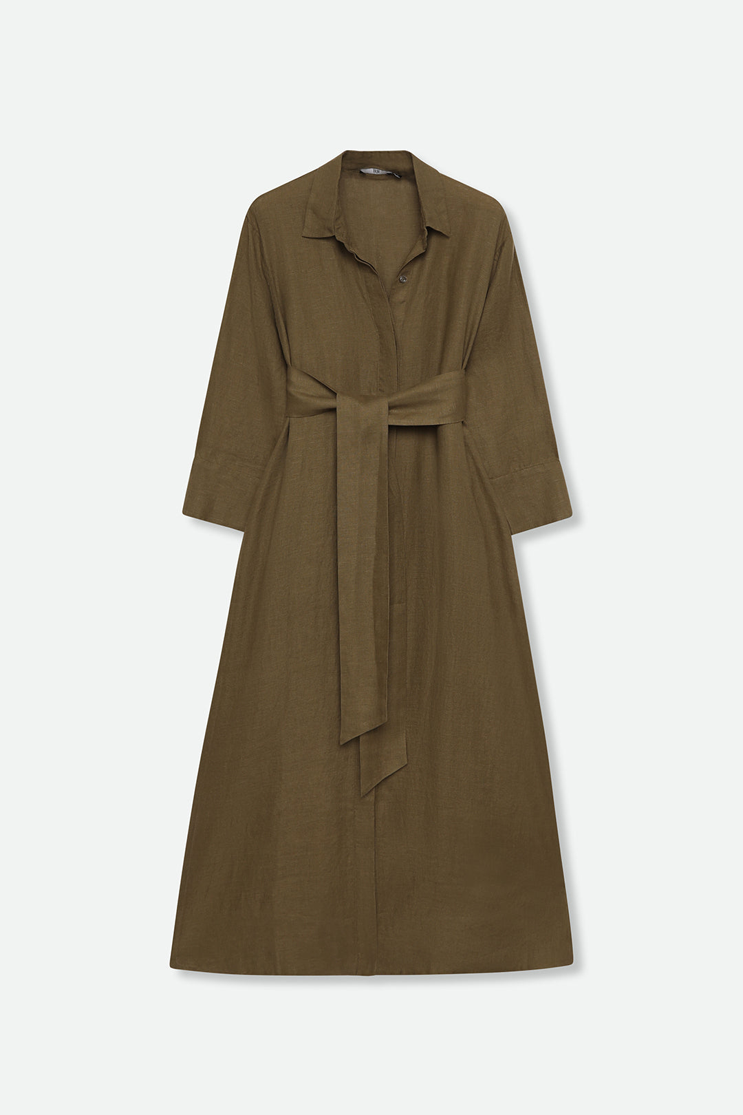 DANNI DRESS IN ITALIAN WASHED LINEN ARMY