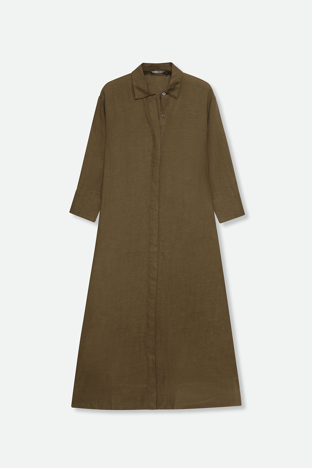 DANNI DRESS IN ITALIAN WASHED LINEN ARMY