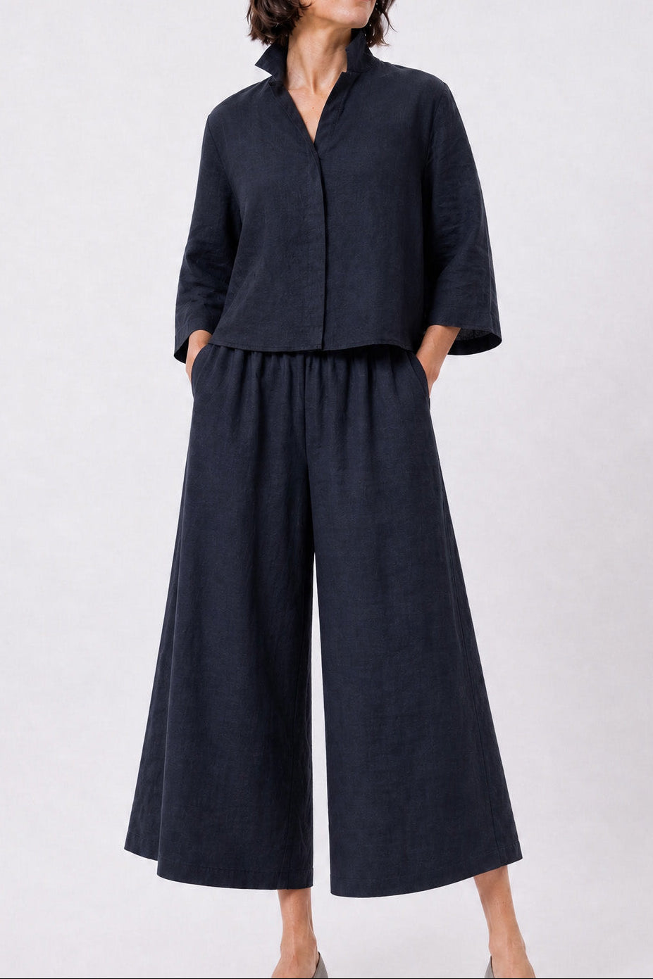 PRISMA CROPPED WIDE LEG IN ITALIAN LINEN STRETCH