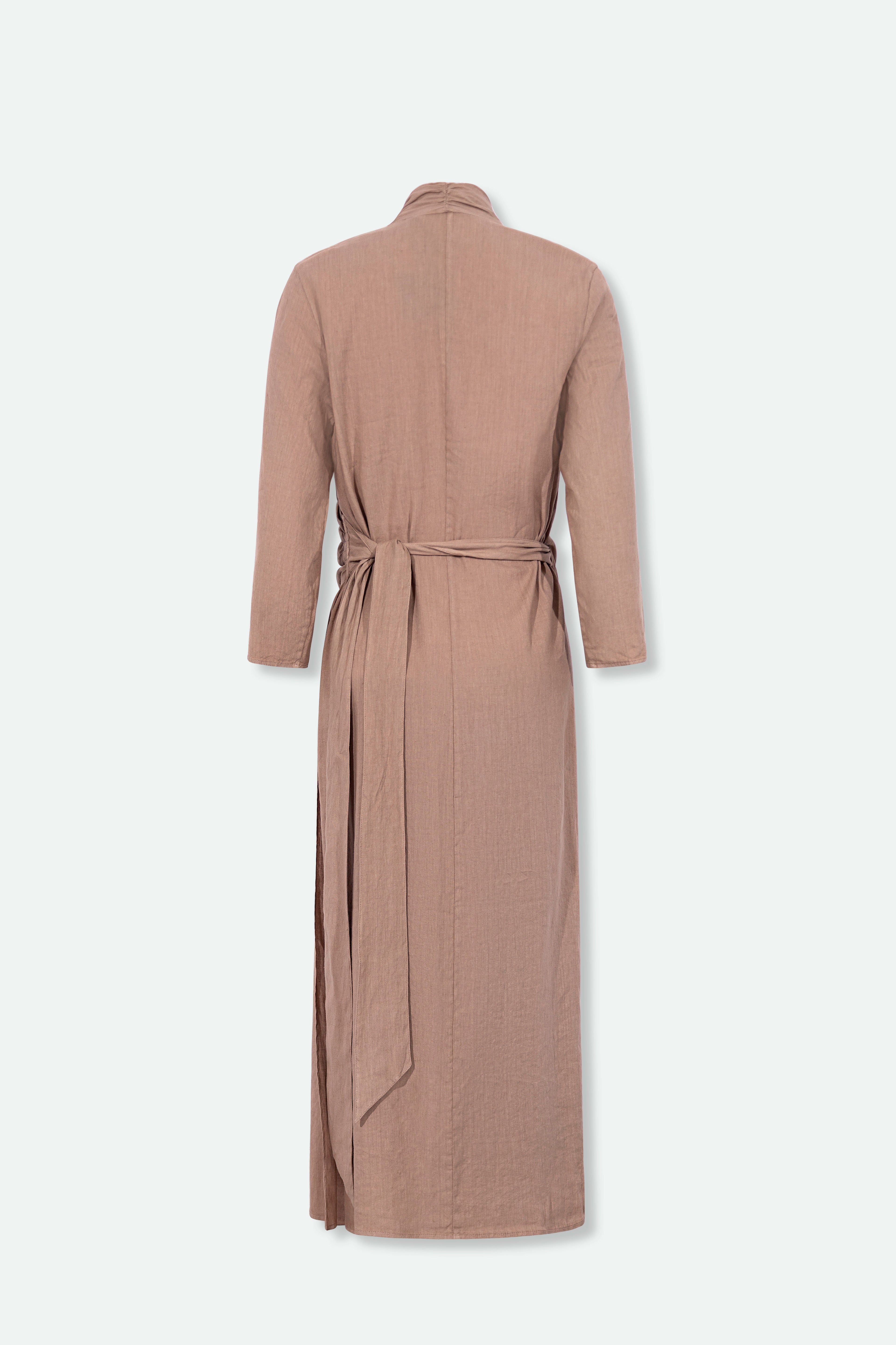DIANE WRAP DRESS IN ITALIAN LINEN STRETCH
