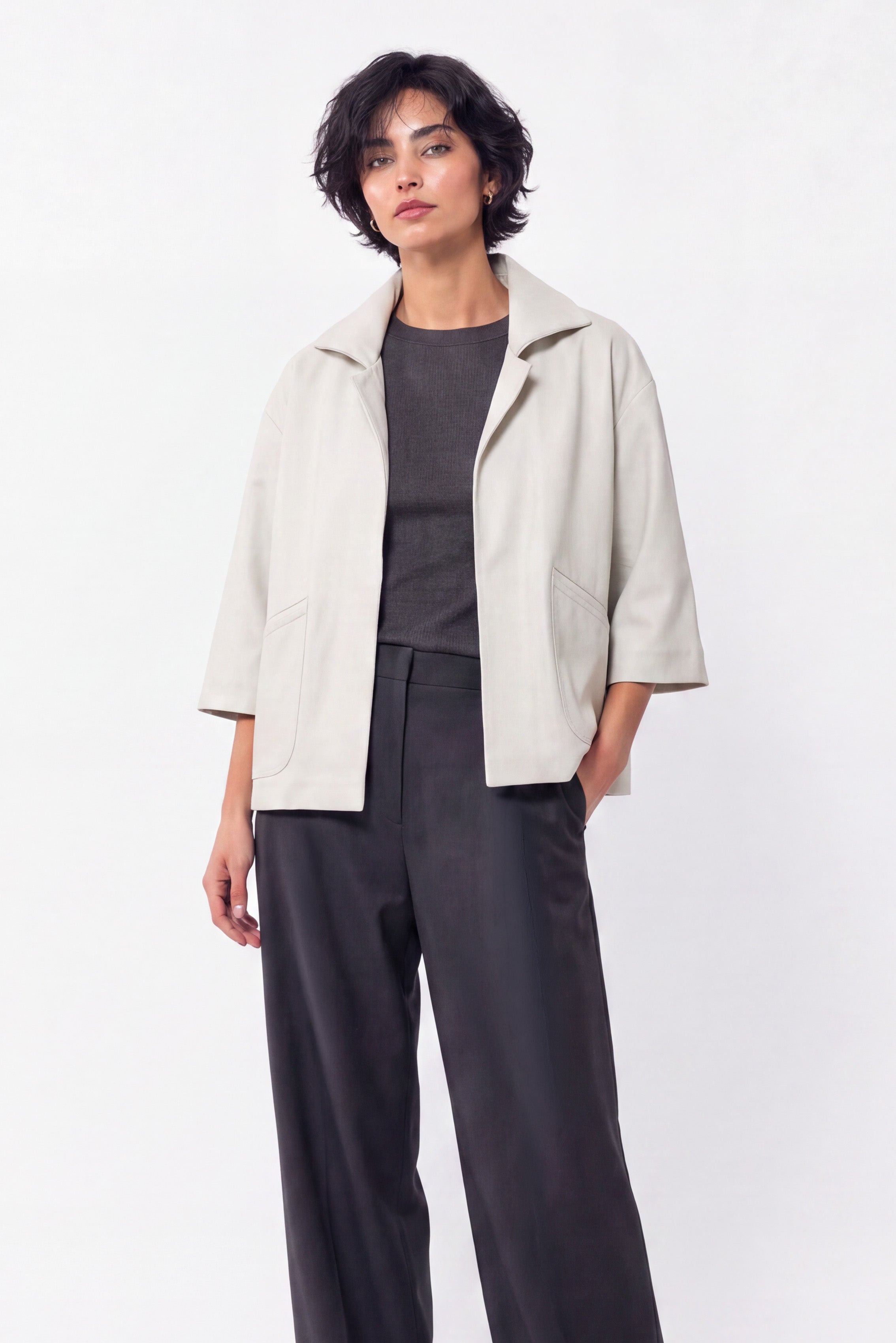 RIMINI LEATHER JACKET IN BONE BEIGE