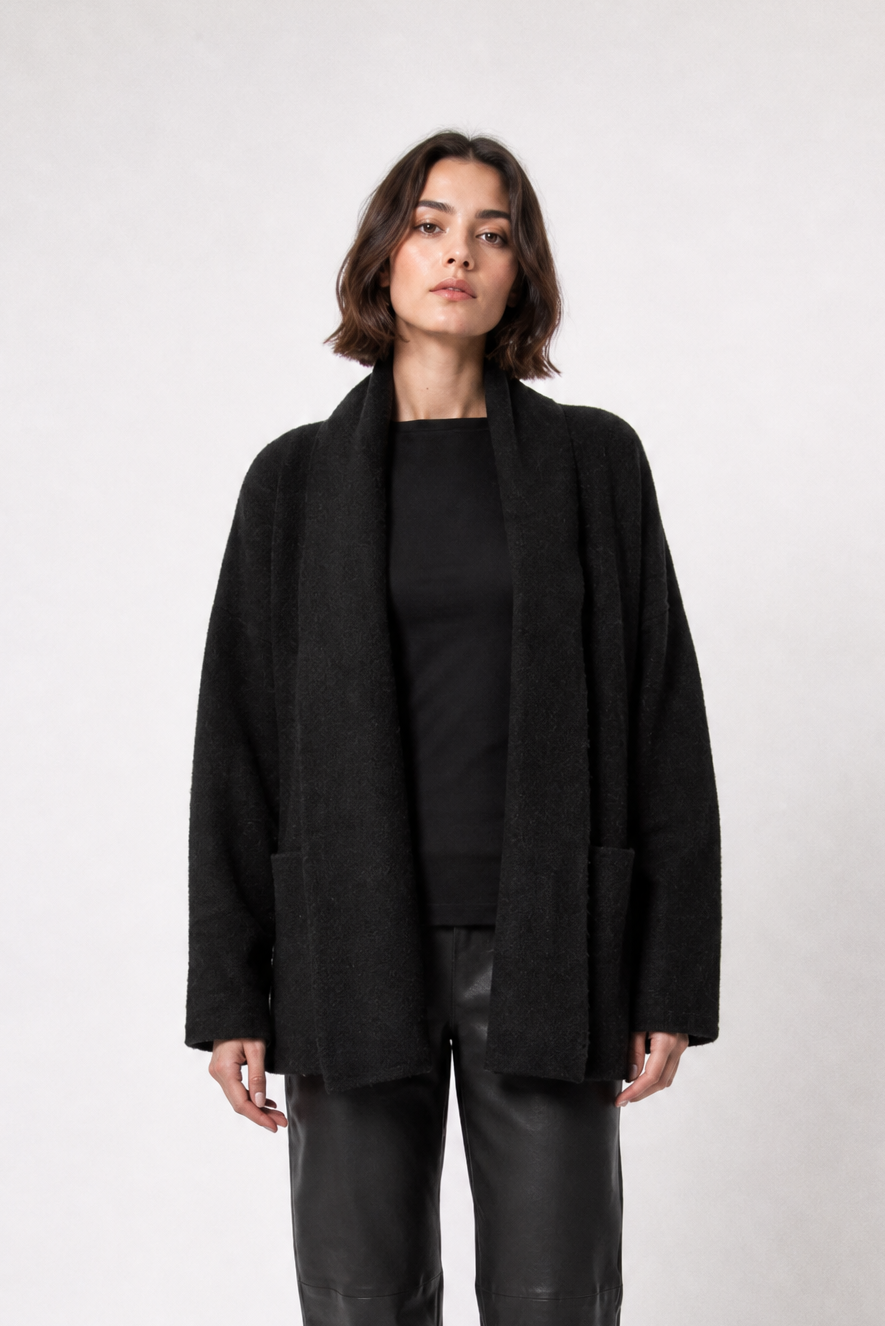 ANDREA SHAWL ALPACA KNIT CARDIGAN