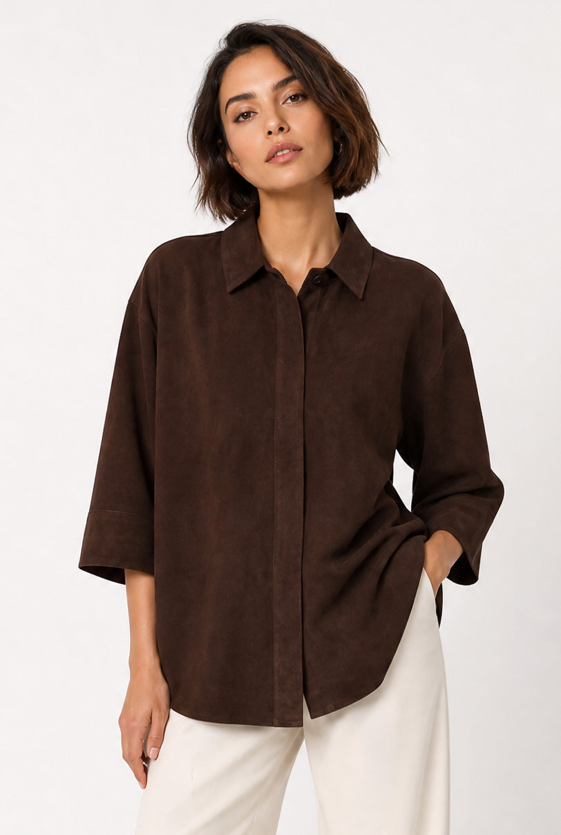 SAHANA DOLMAN SUEDE IN DARK CHOCOLATE SUEDE
