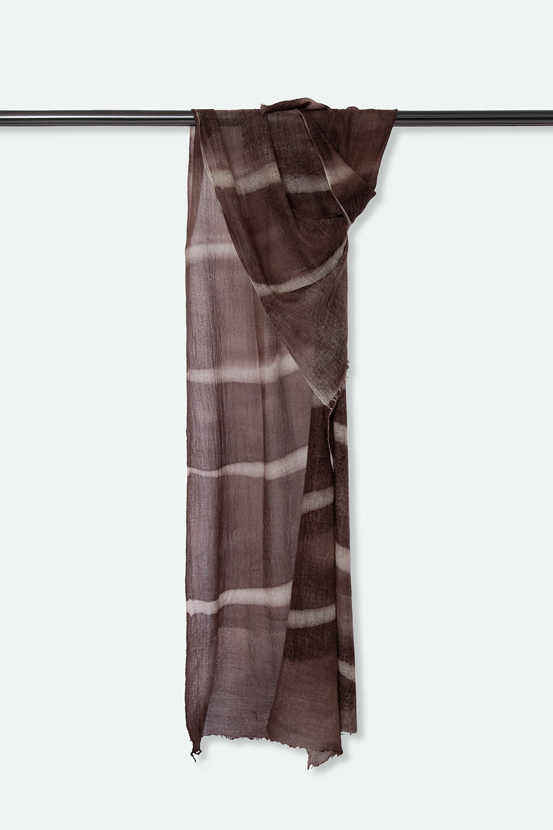 CHOCOLATE STRIPE SCARF IN HAND DYED CASHMERE