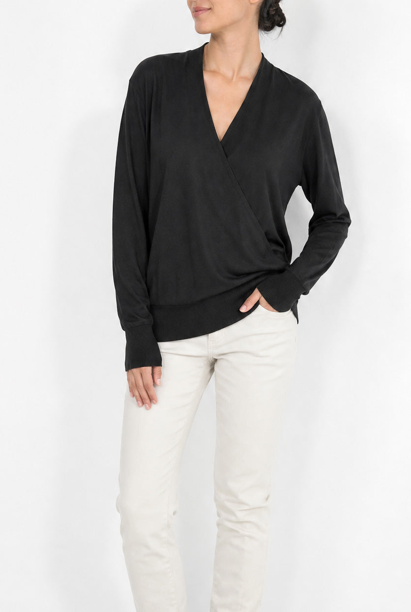 TORY FINE MERINO SURPLICE WRAP TOP