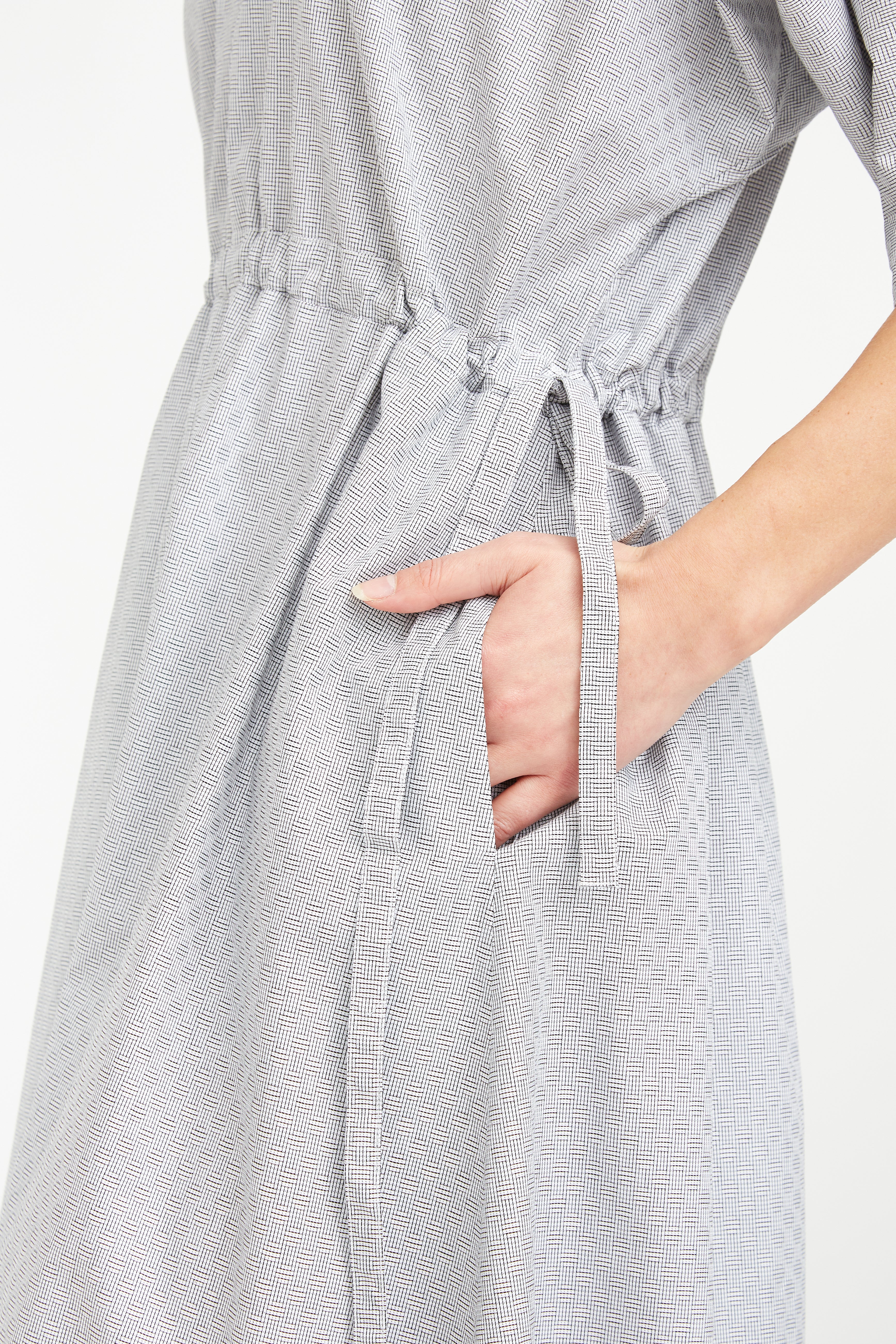 VANESSA DRESS WITH WAISTED DRAWSTRING IN COTTON POPLIN White BLOCKS / 0 (US 2-4)