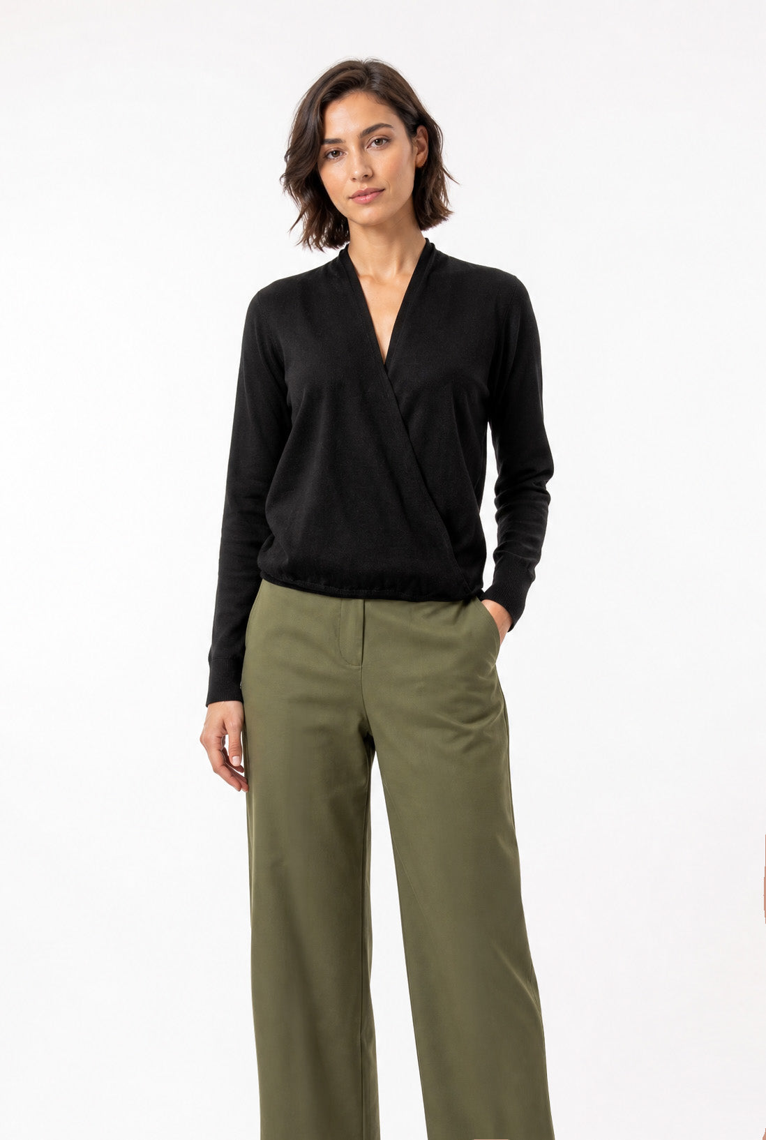 TORY ITALIAN COTTON SURPLICE WRAP TOP