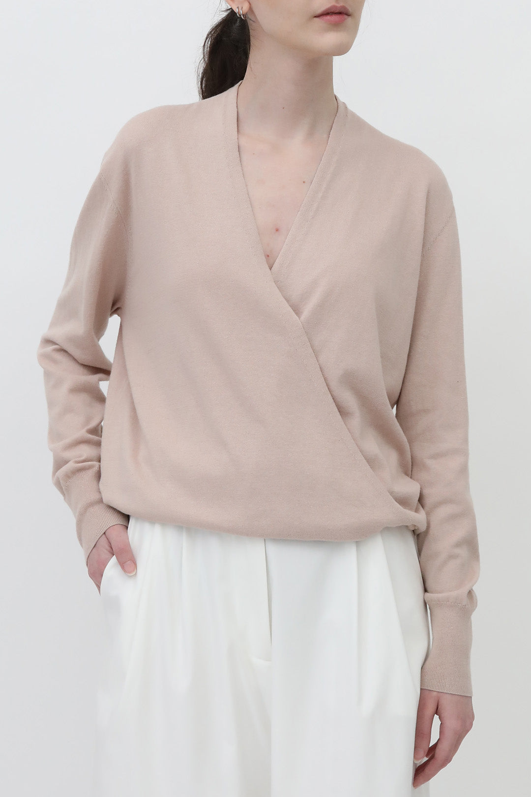 TORY COTTON SURPLICE WRAP TOP