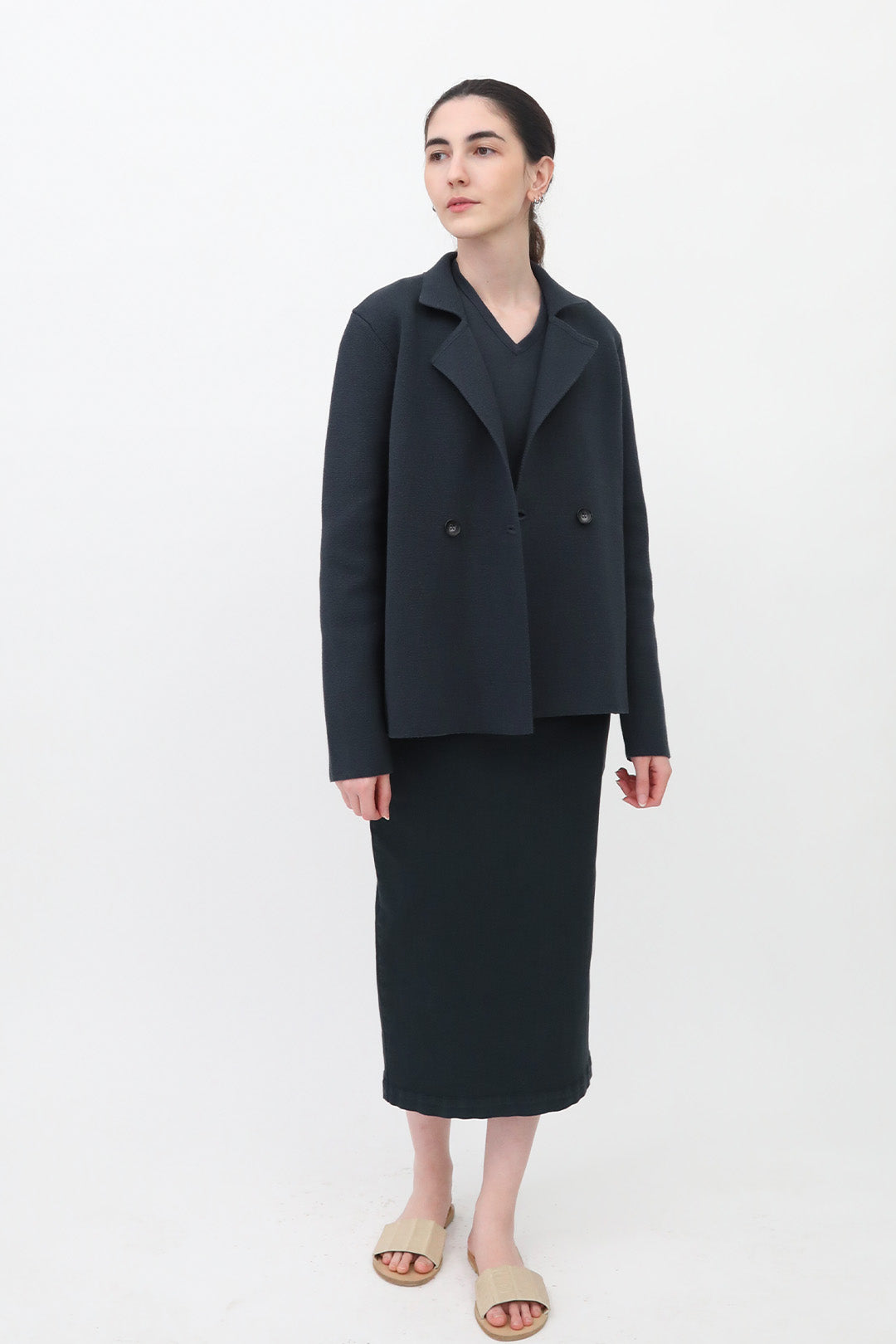 LAUREN SKIRT IN GARMENT-DYED DENIM IN DEEP SEA