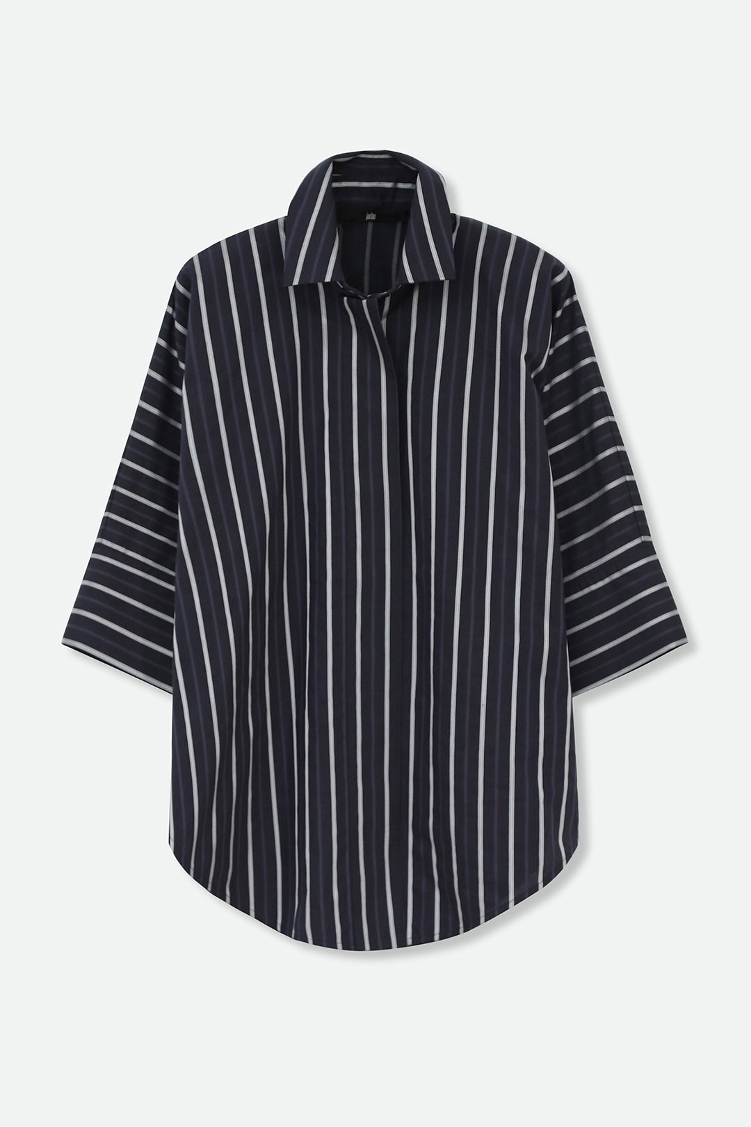 SAHANA DOLMAN SHIRT IN 100% ITALIAN COTTON BLACK STRIPE