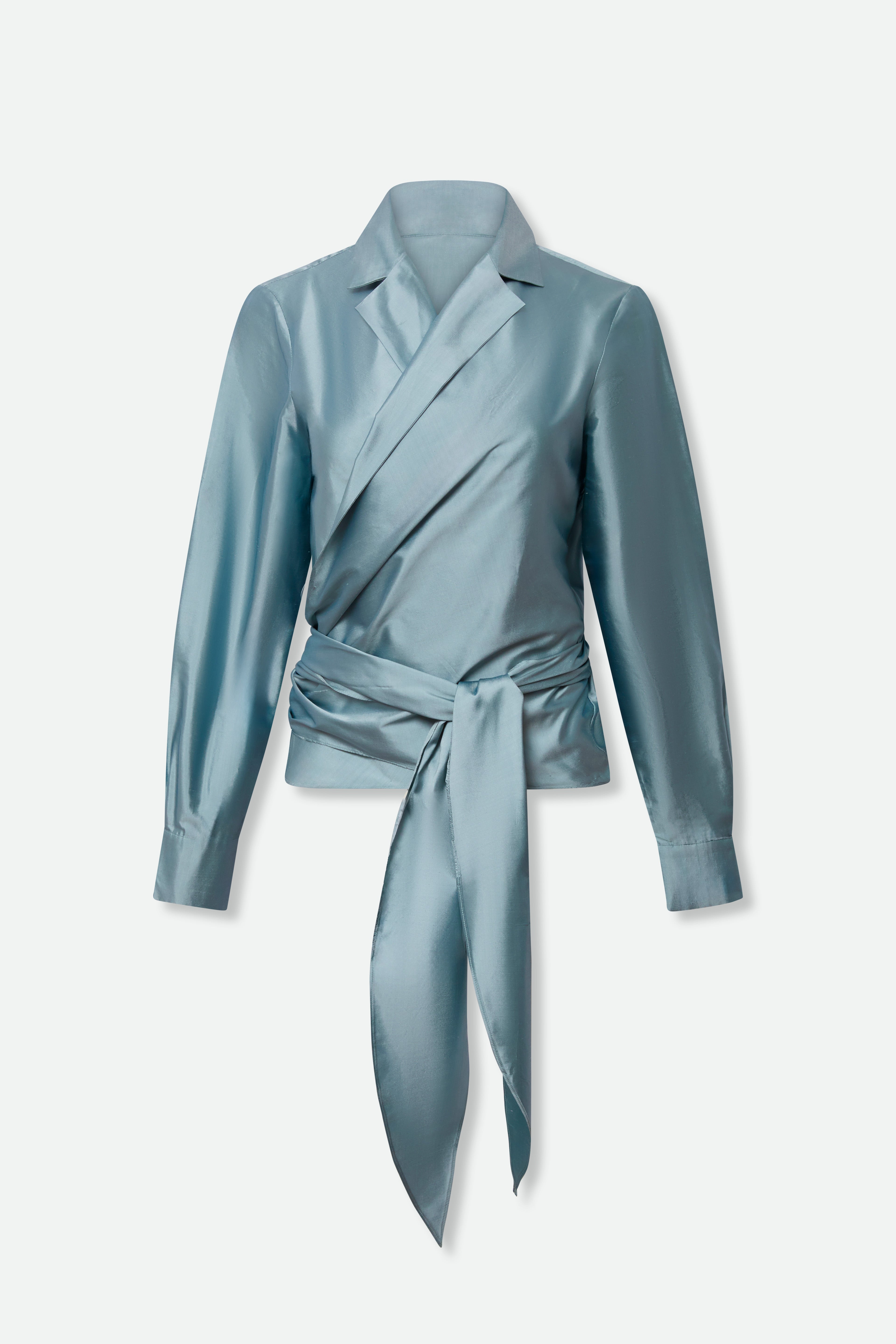 TORINO WRAP SHIRT IN DUPIONI SILK