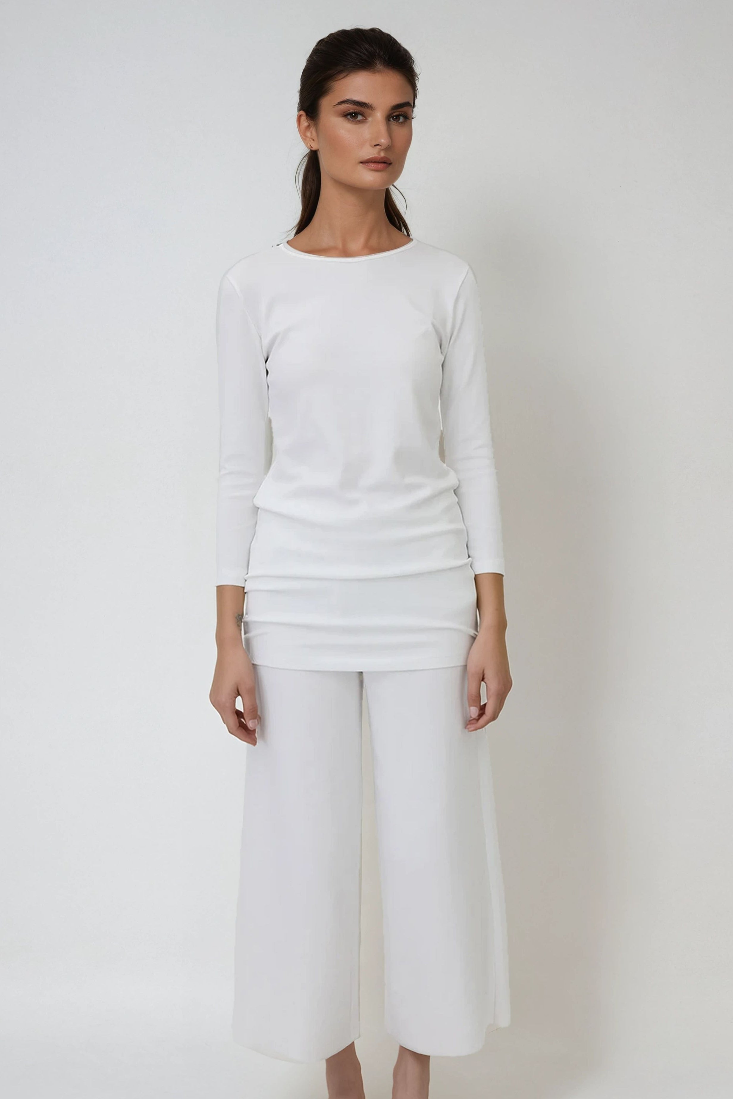 TUNIC LONG SLEEVE BATEAU NECK IN PIMA COTTON STRETCH