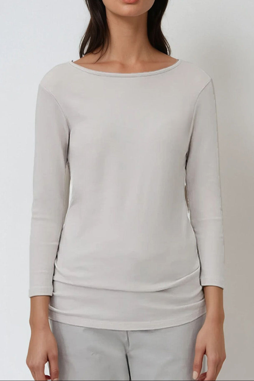 THREE-QUARTER SLEEVE BATEAU IN PIMA COTTON STRETCH