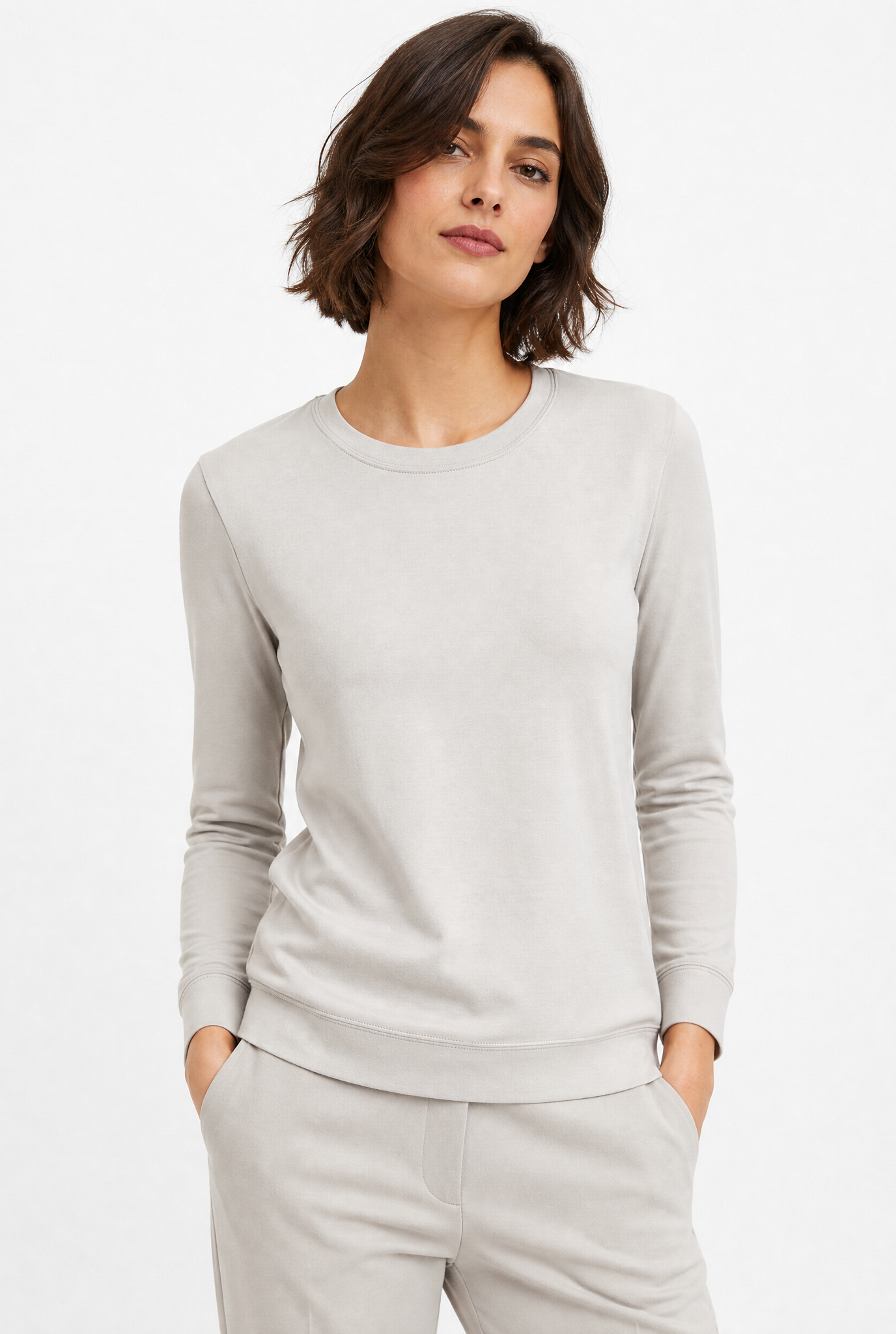 THREE-QUARTER SLEEVE BOX TOP IN PIMA COTTON STRETCH