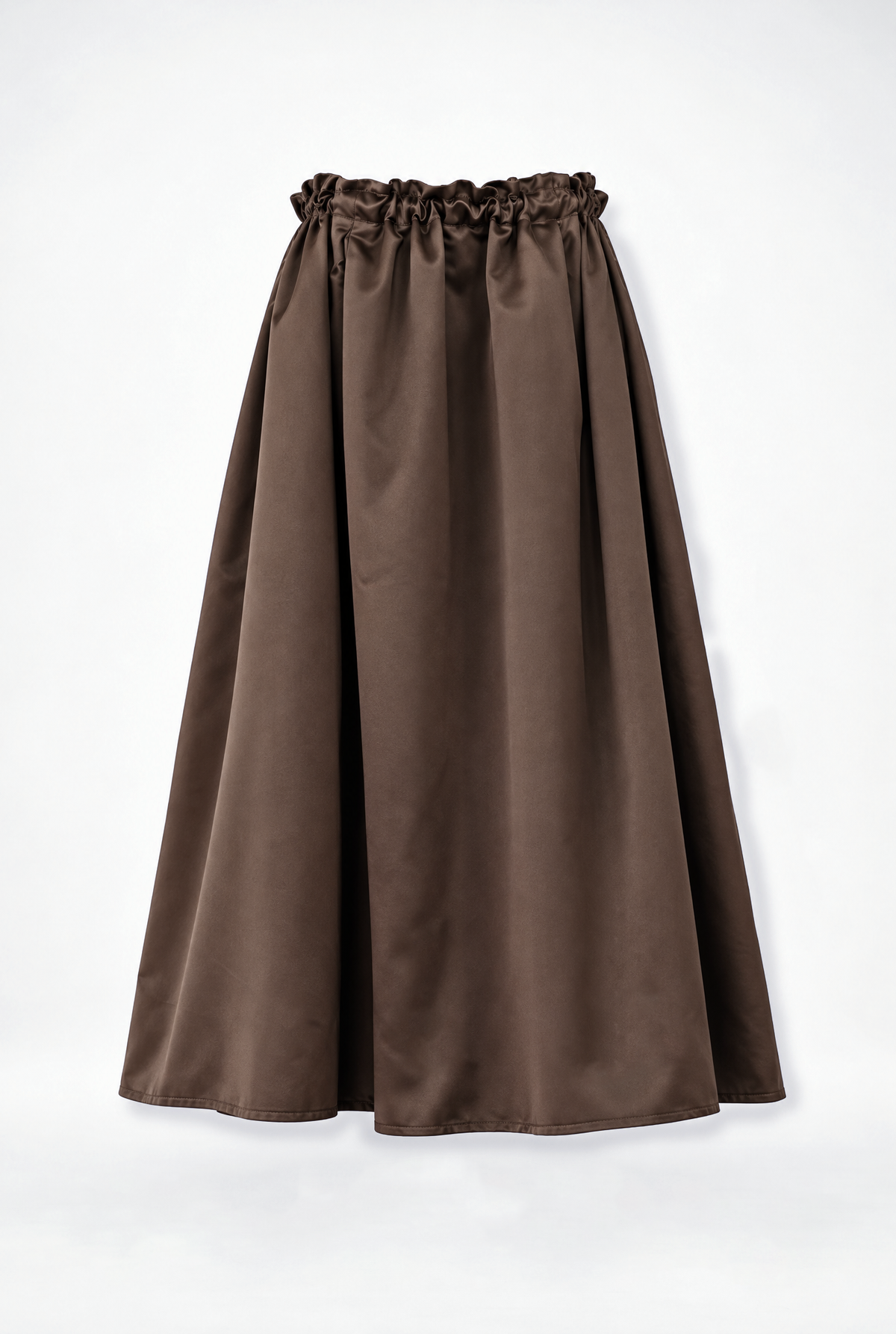 EASY DRAWSTRING SILK SKIRT IN CHOCOLATE
