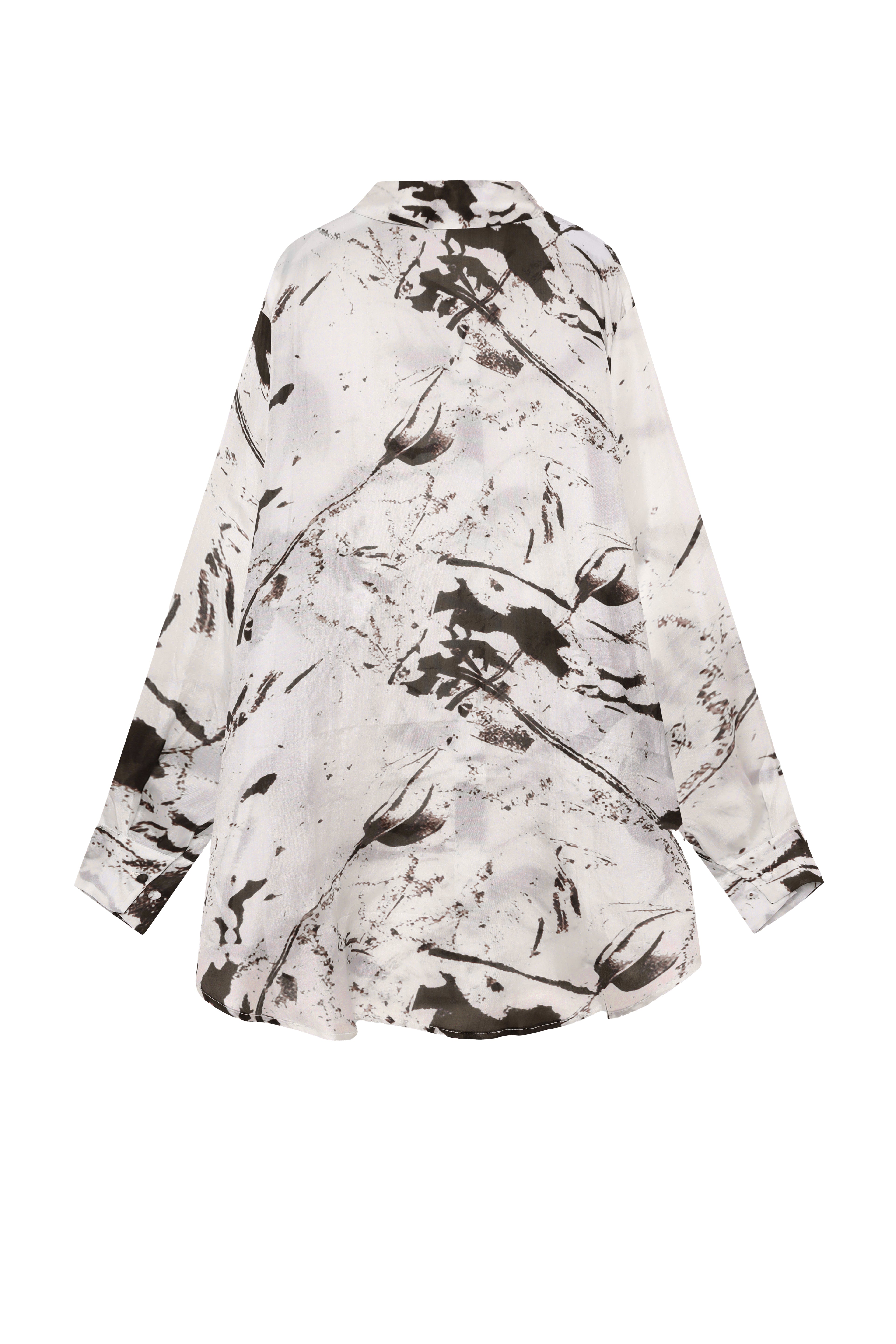 ZURI ONE-SIZE TUNIC IN ITALIAN SILK TRACE OF SPRING