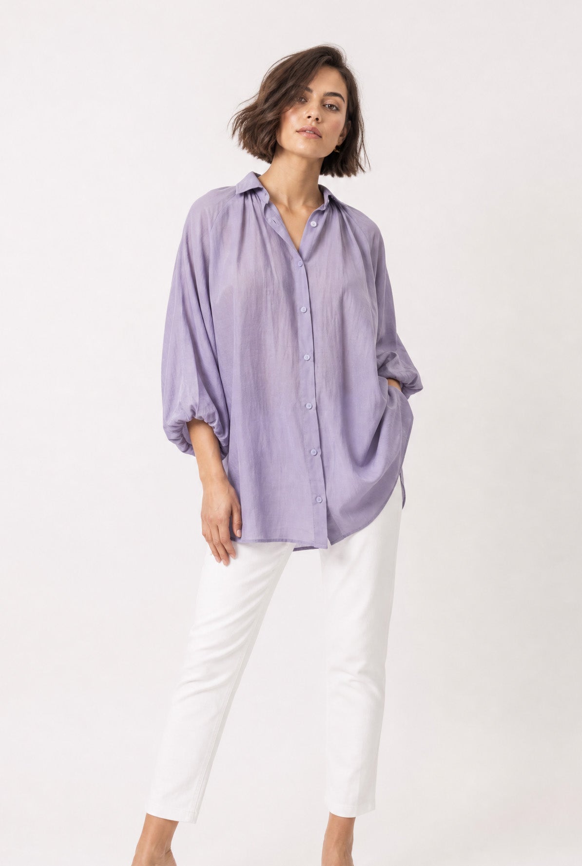 FLOWY OVERSIZED BLOUSE IN SILK COTTON