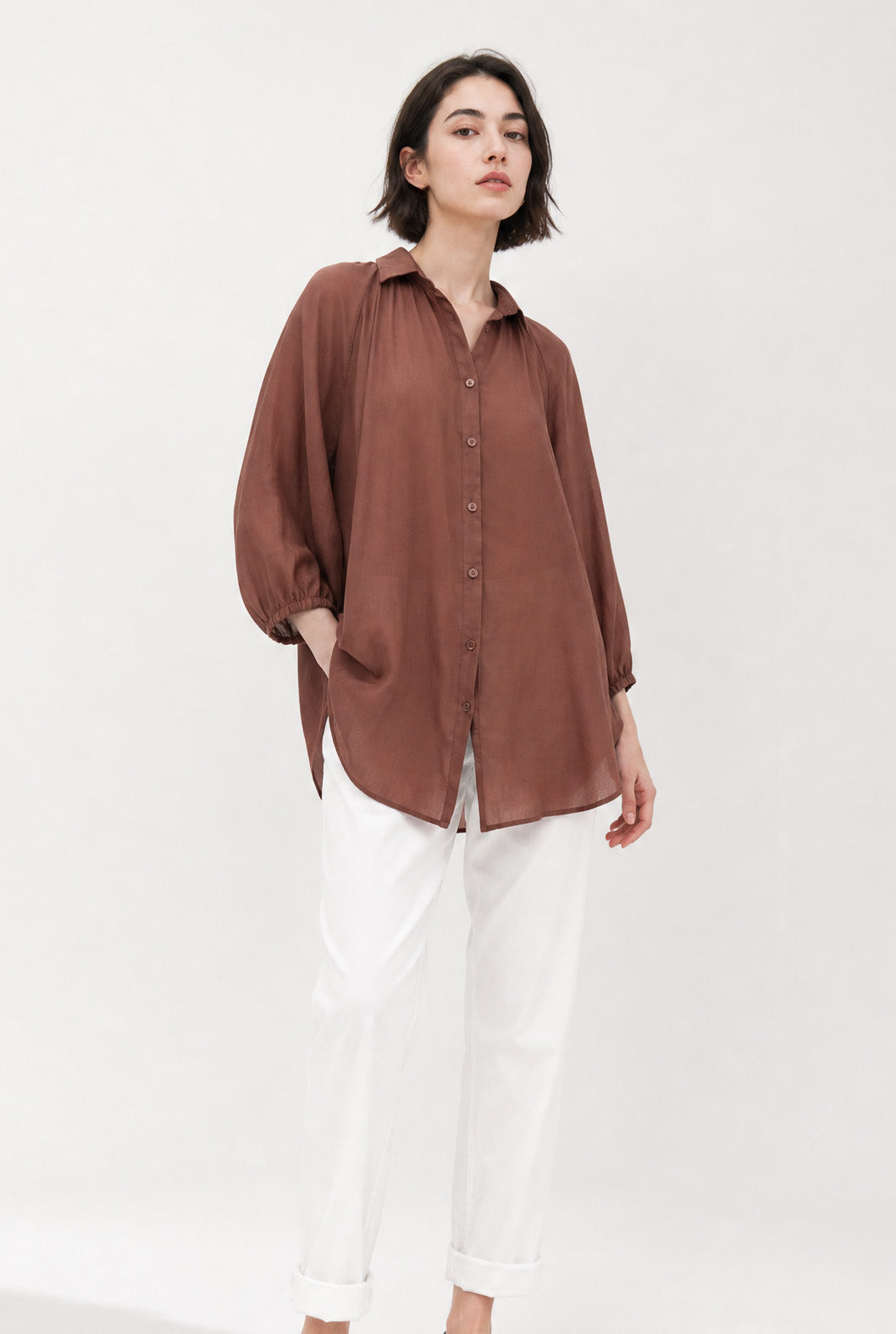 FLOWY OVERSIZED BLOUSE IN SILK COTTON