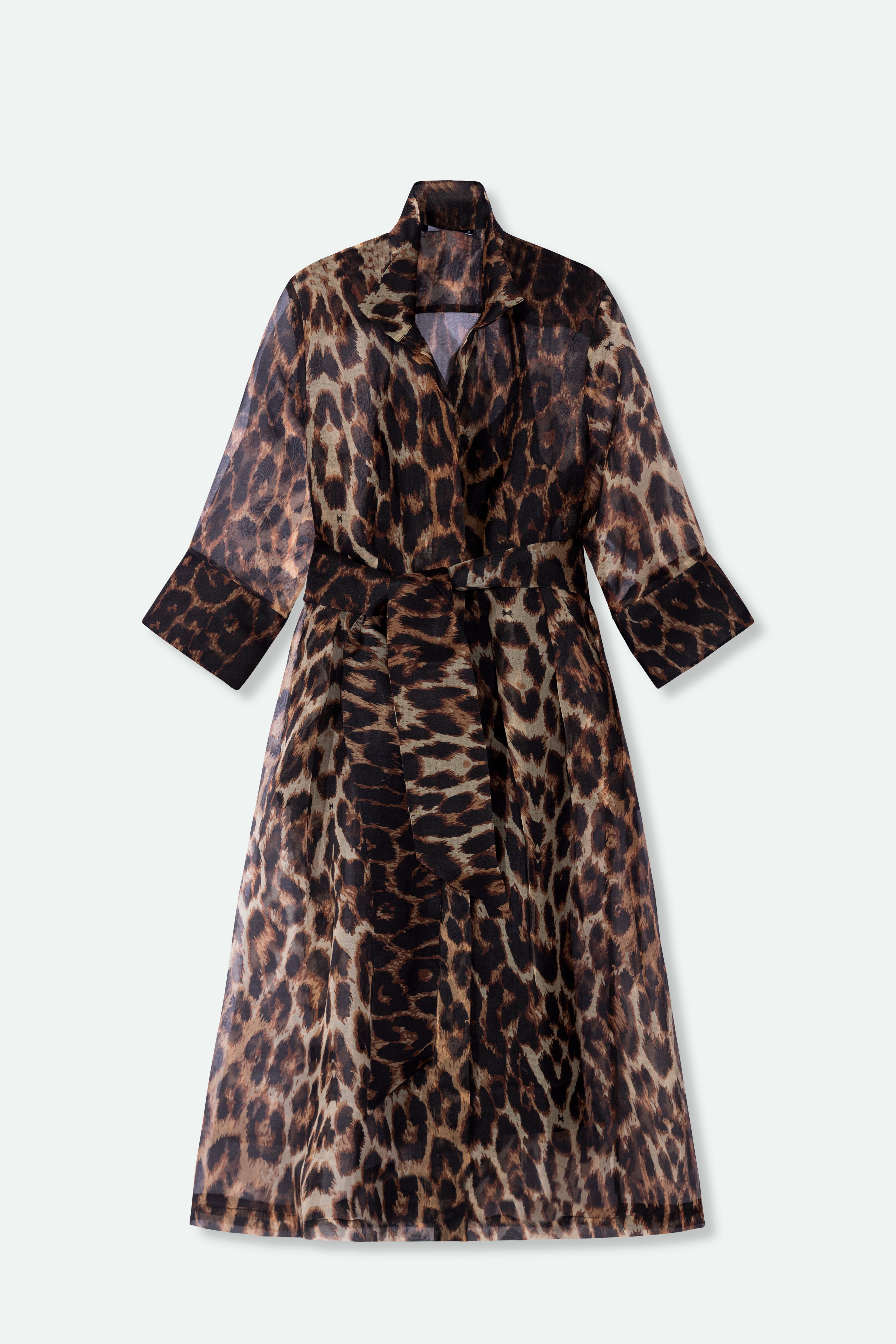 GABRIELLE DRESS IN SILK ORGANZA LEOPARD