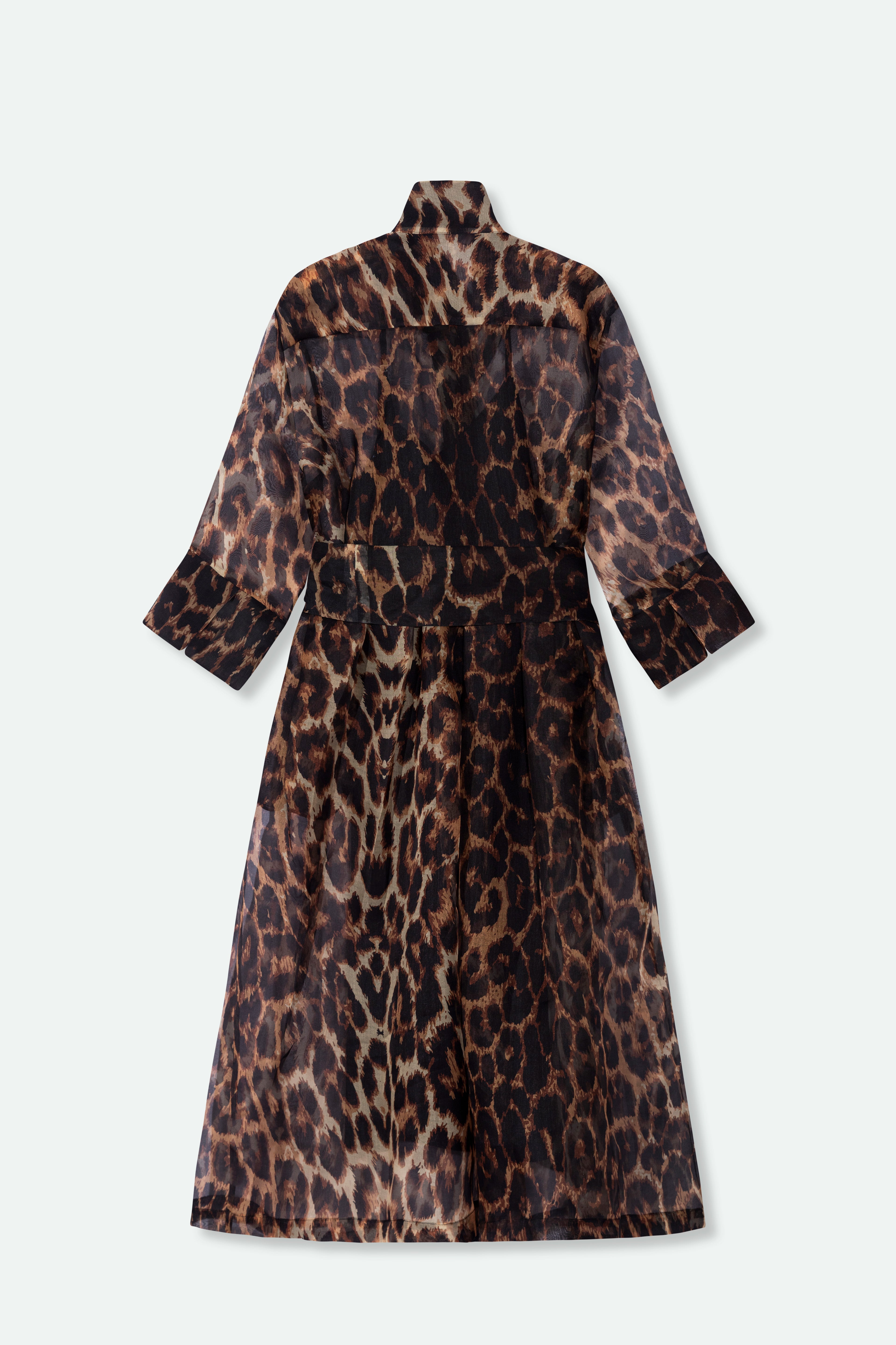 GABRIELLE DRESS IN SILK ORGANZA LEOPARD