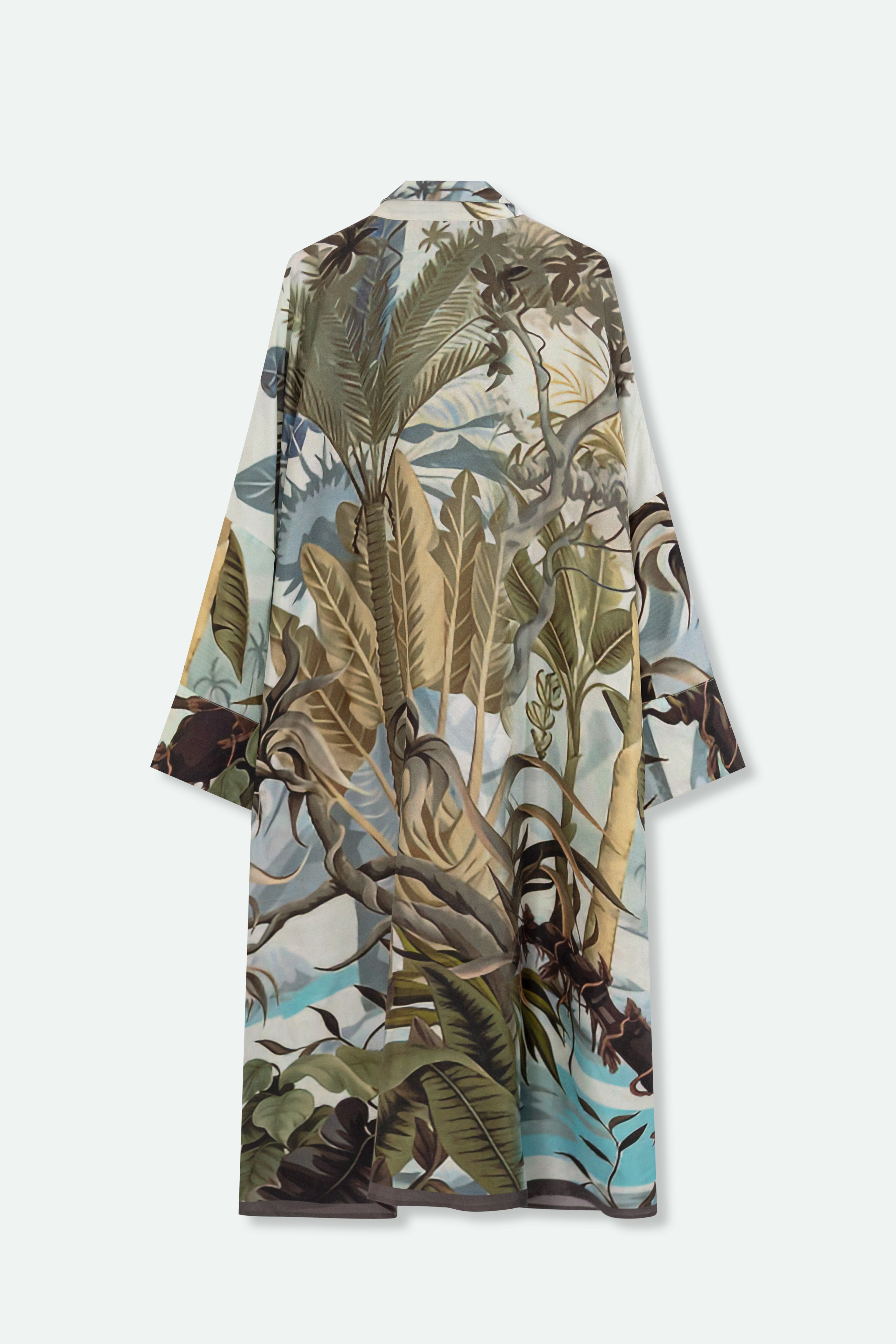 KONA KAFTAN IN LIGHTWEIGHT SILK NATURAL PALMS