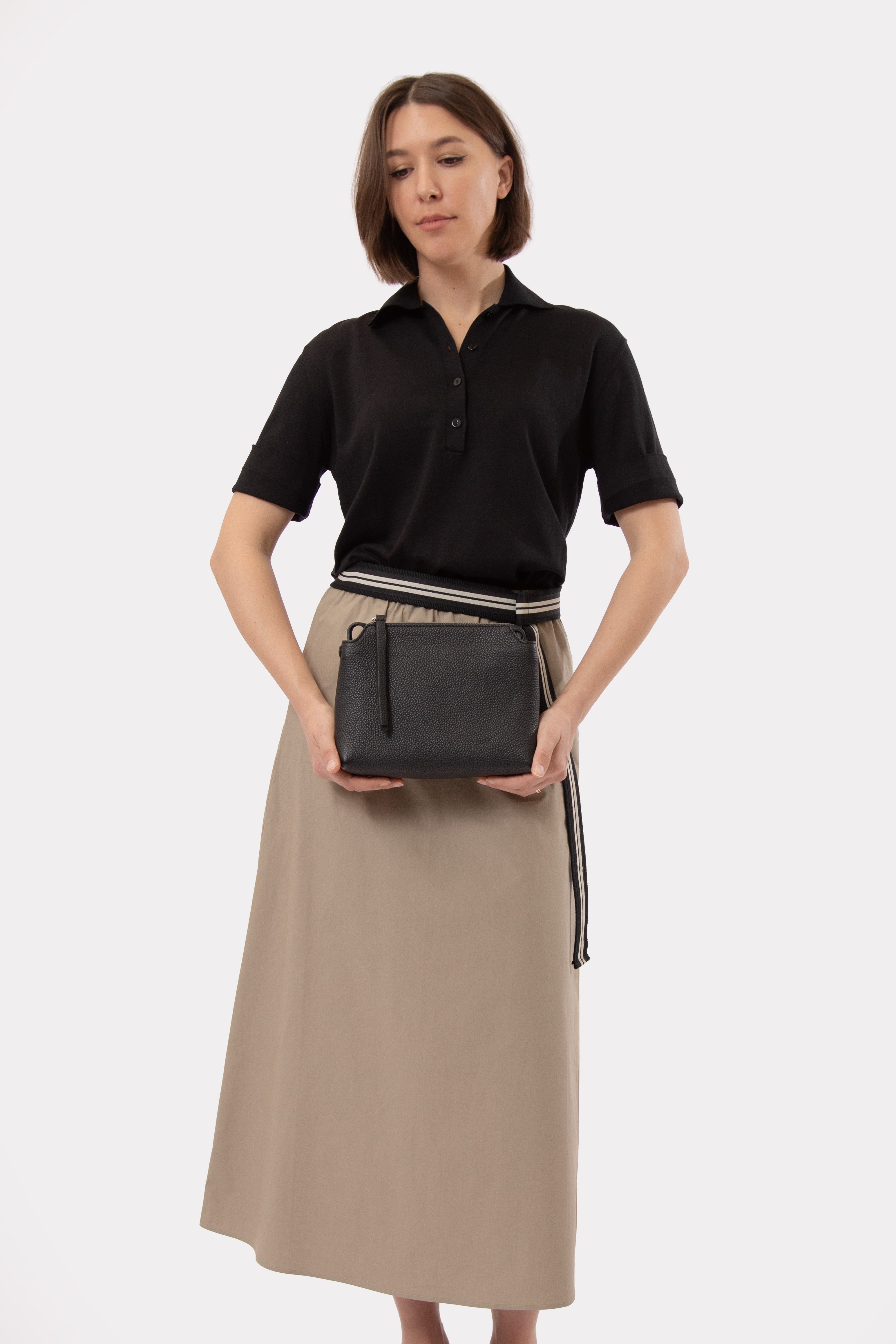 BRIDGET ITALIAN LEATHER CROSSBODY BAG IN BLACK