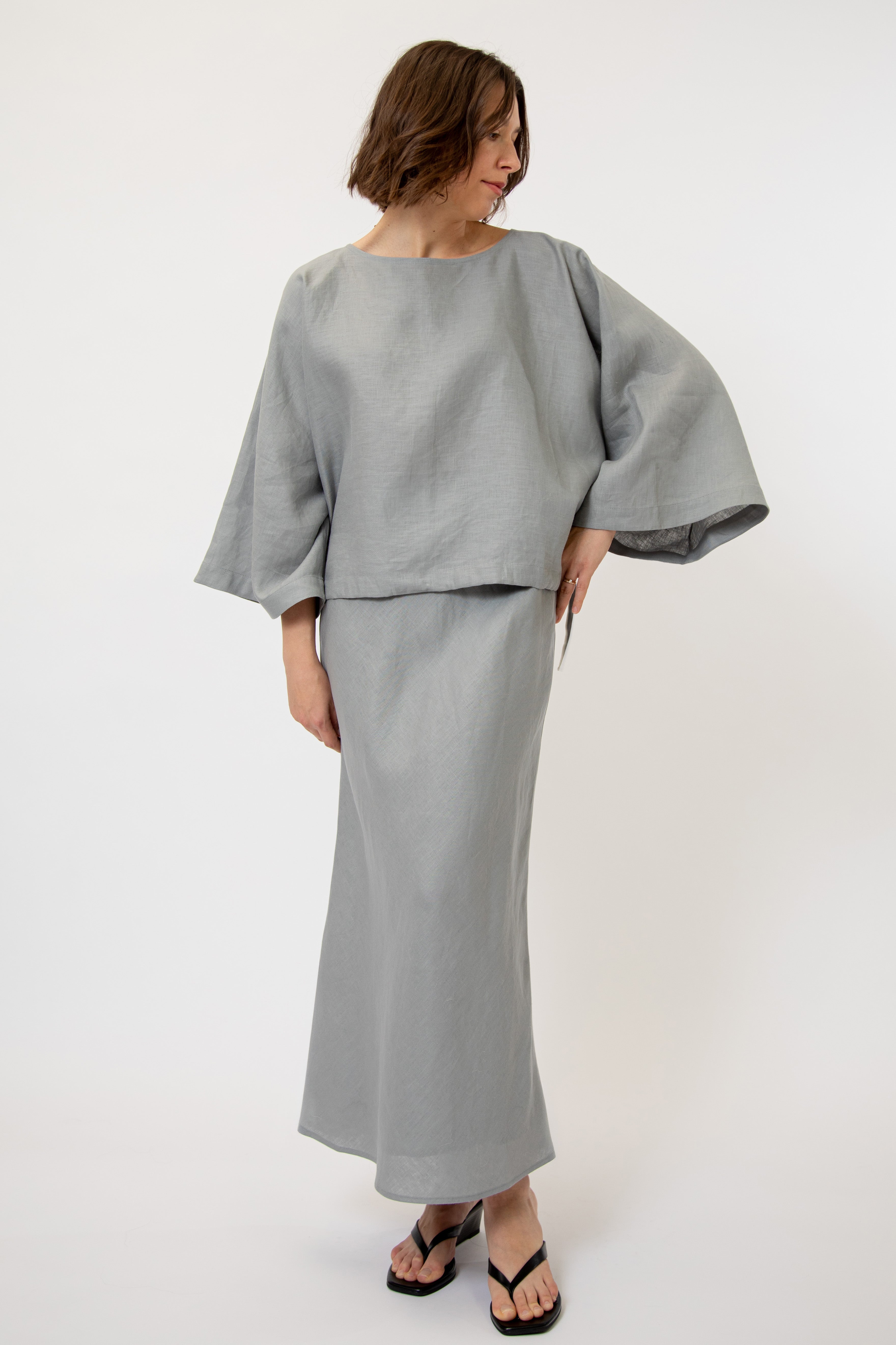 LEONORA BIAS SKIRT IN ITALIAN LINEN