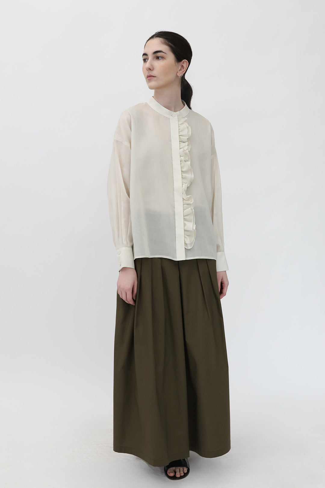 FLEUR RUFFLE SHIRT IN ITALIAN COTTON ORGANZA