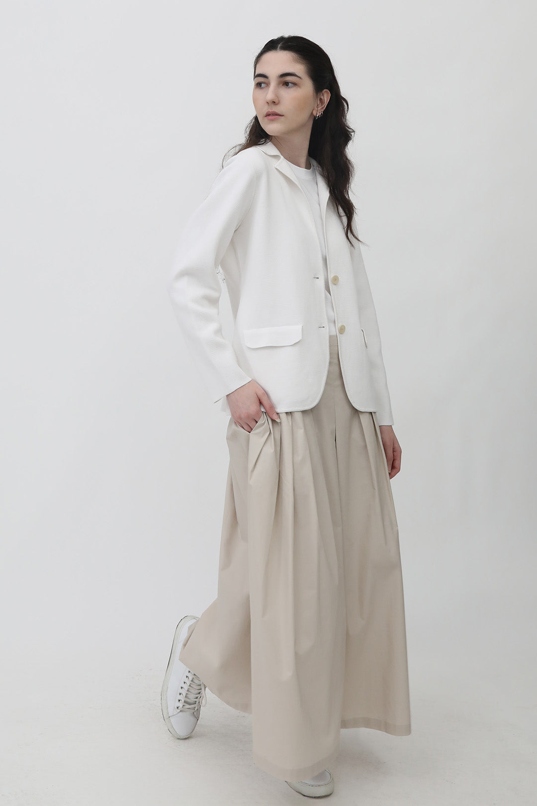 LILOU PLEATED SKIRT IN ITALIAN POPLIN STRETCH