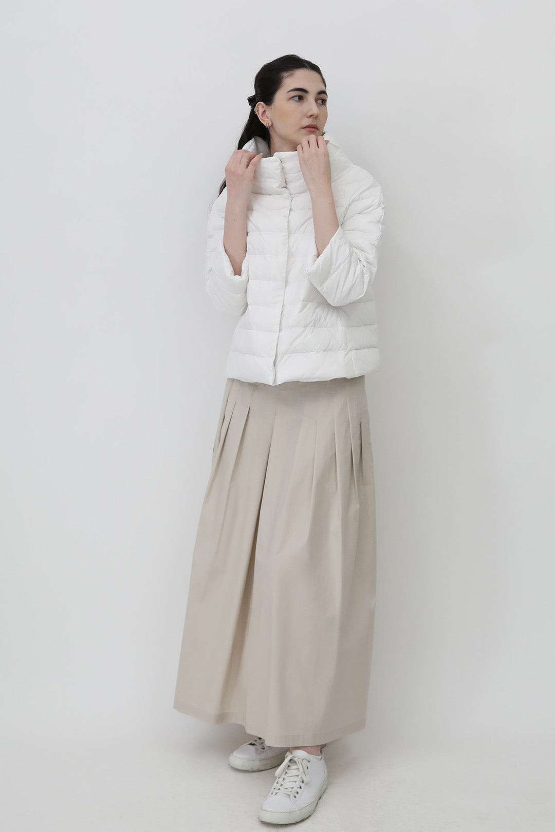 LILOU PLEATED SKIRT IN ITALIAN POPLIN STRETCH