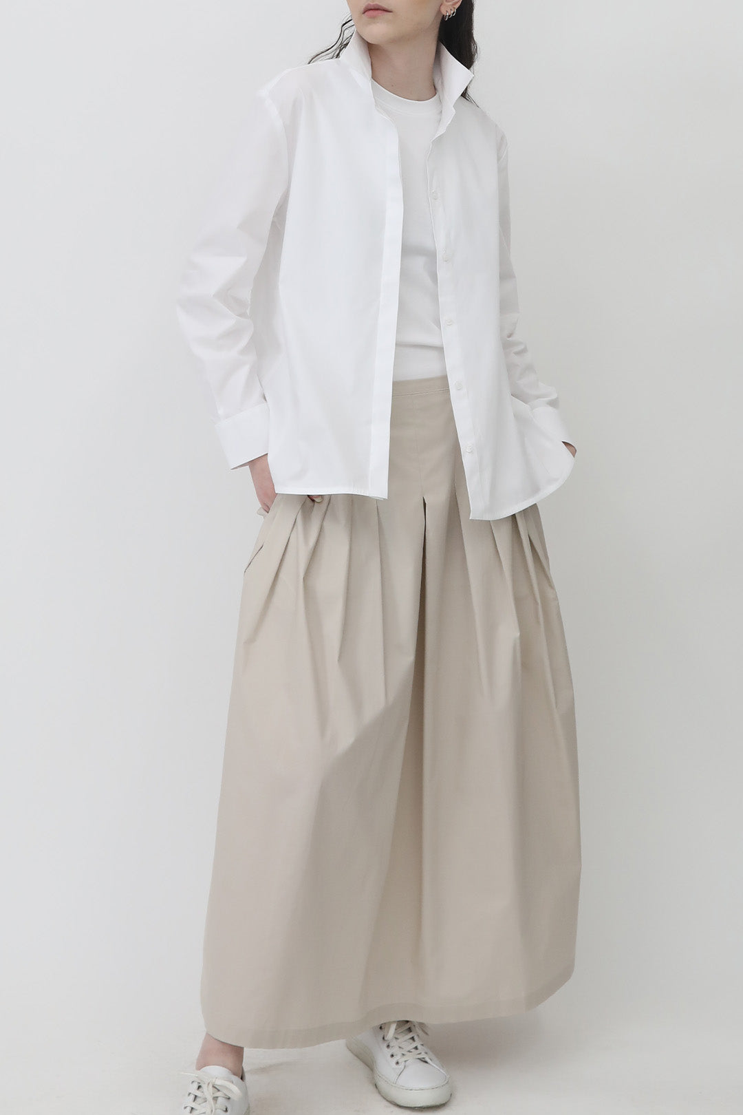 LILOU PLEATED SKIRT IN ITALIAN POPLIN STRETCH