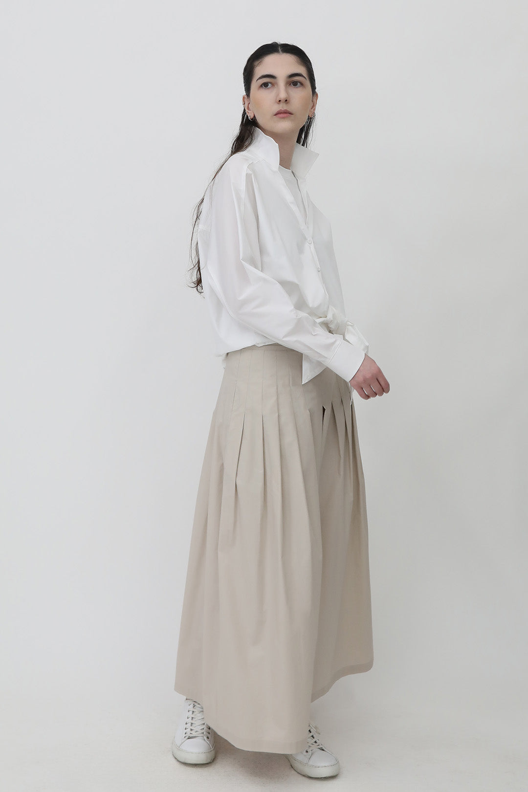 LILOU PLEATED SKIRT IN ITALIAN POPLIN STRETCH