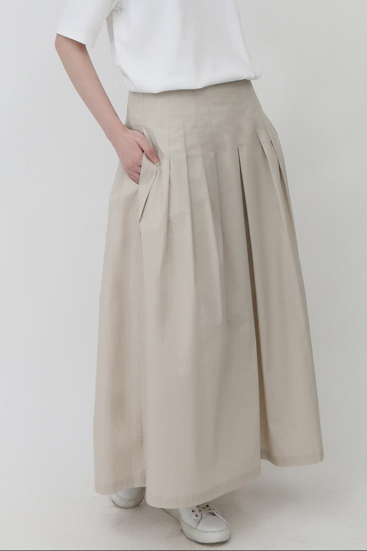 LILOU PLEATED SKIRT IN ITALIAN POPLIN STRETCH