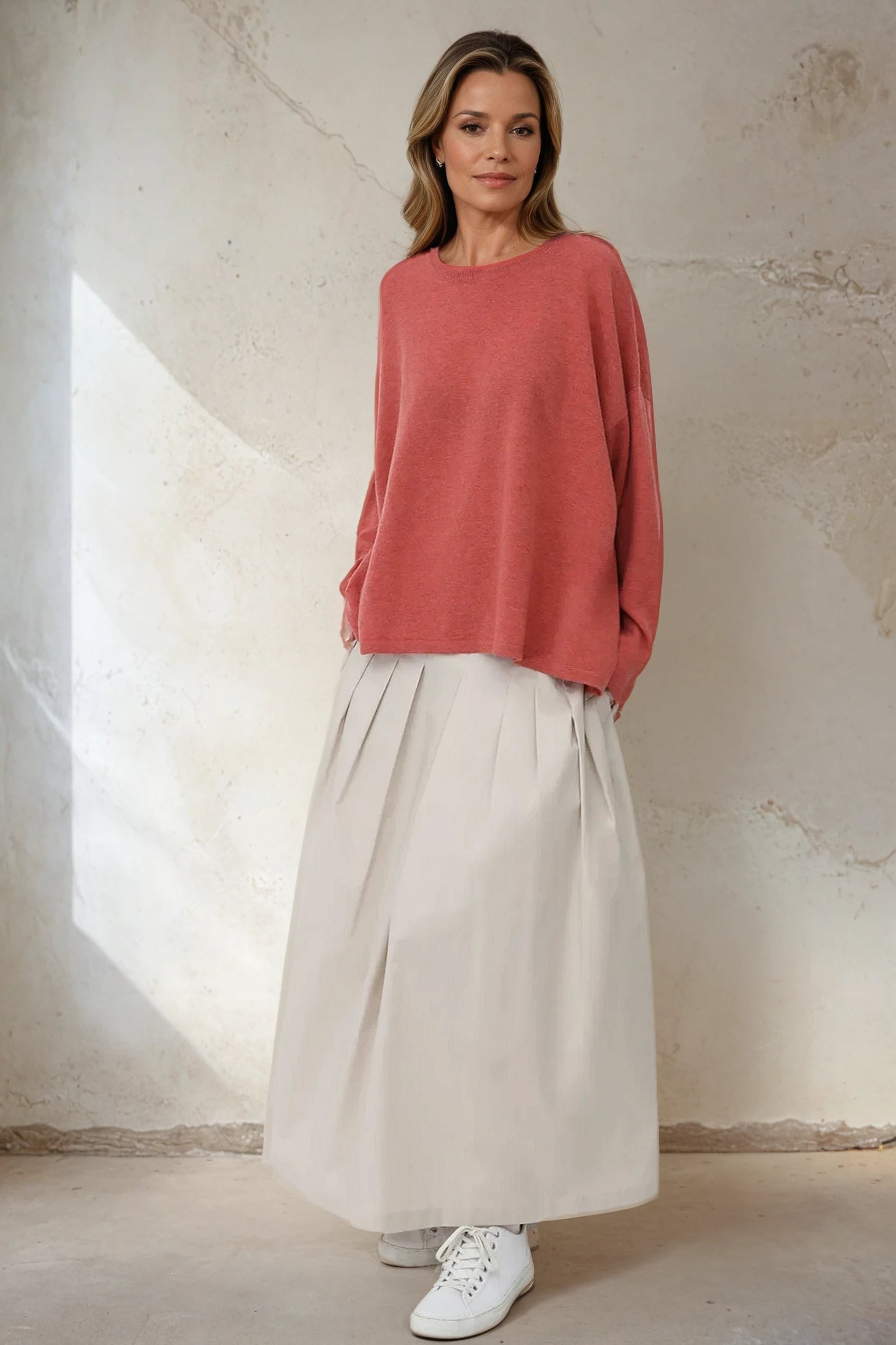 LILOU PLEATED SKIRT IN ITALIAN POPLIN STRETCH