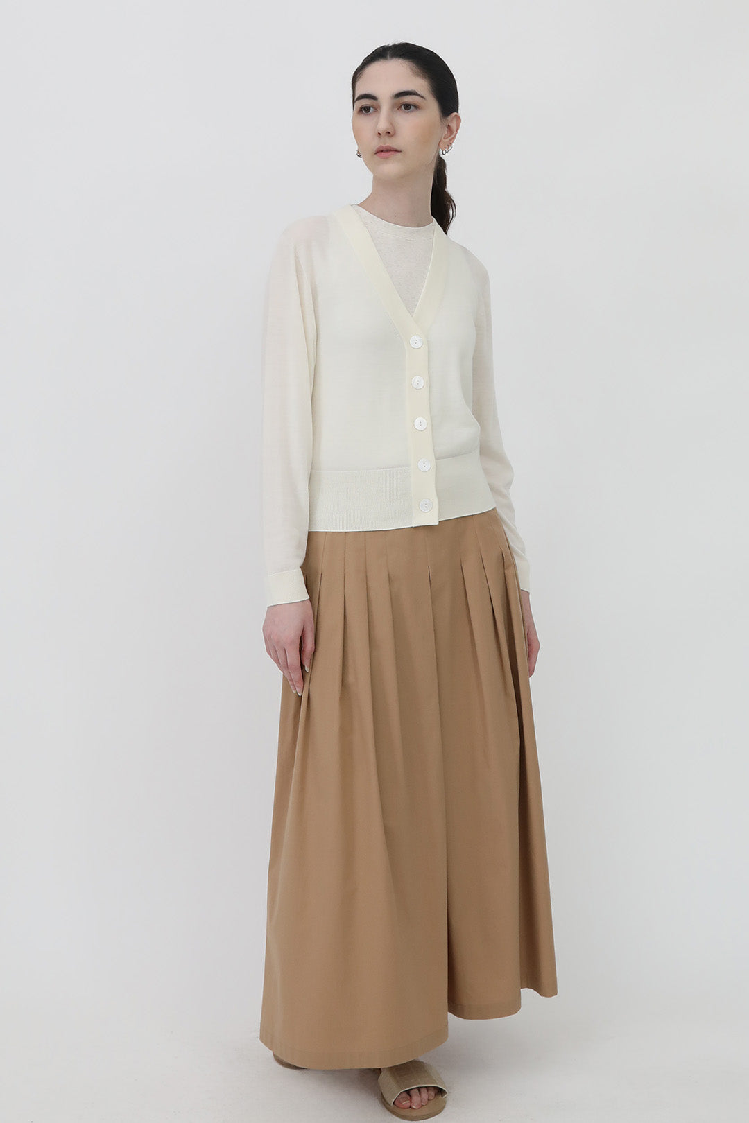 LILOU PLEATED SKIRT IN ITALIAN POPLIN STRETCH