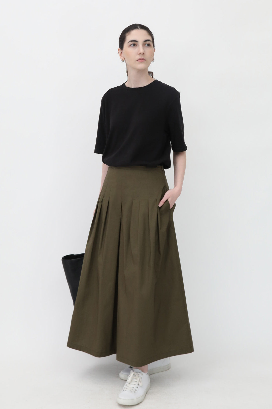 LILOU PLEATED SKIRT IN ITALIAN POPLIN STRETCH