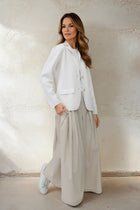 LILOU PLEATED SKIRT IN ITALIAN POPLIN STRETCH