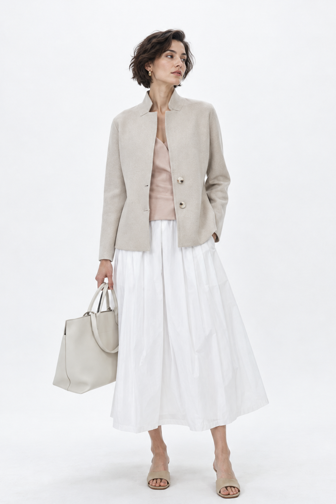 LILOU PLEATED SKIRT IN ITALIAN POPLIN STRETCH