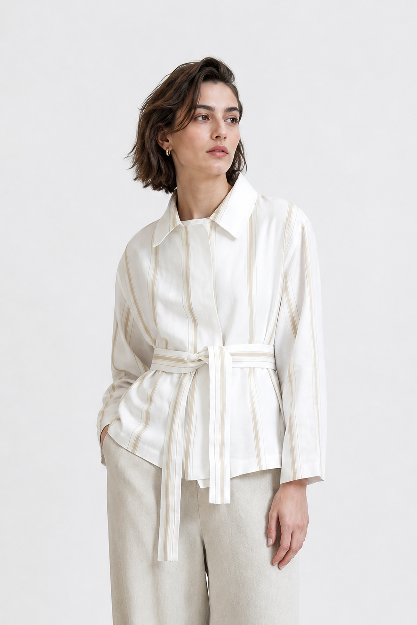 LILY BELTED TRENCH IN LINEN-COTTON