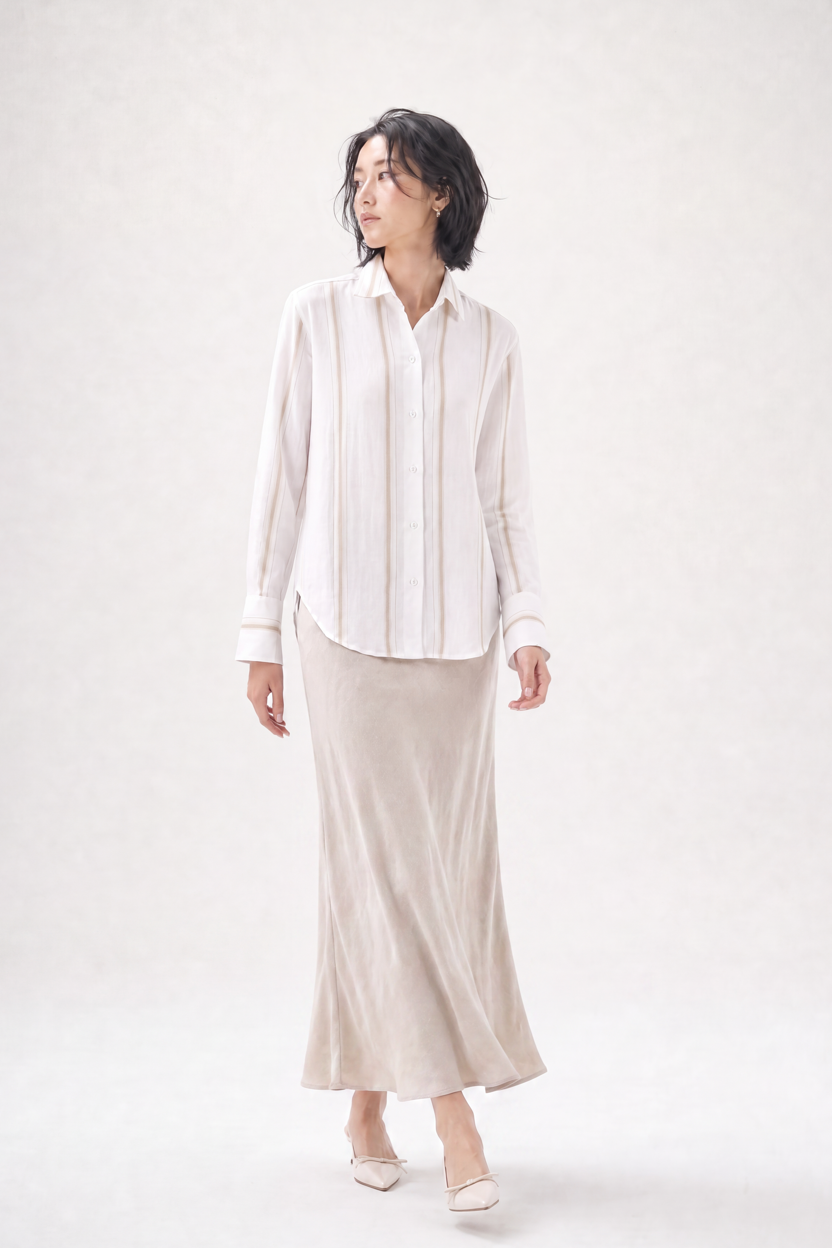 LILY WOVEN STRIPE SHIRT IN LINEN-COTTON