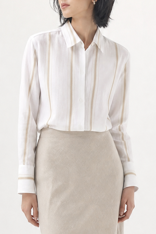 LILY WOVEN STRIPE SHIRT IN LINEN-COTTON