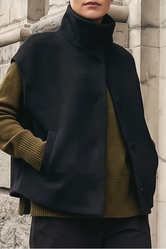 GINEVERA VEST IN ITALIAN CASHMERE WOOL IN BLACK