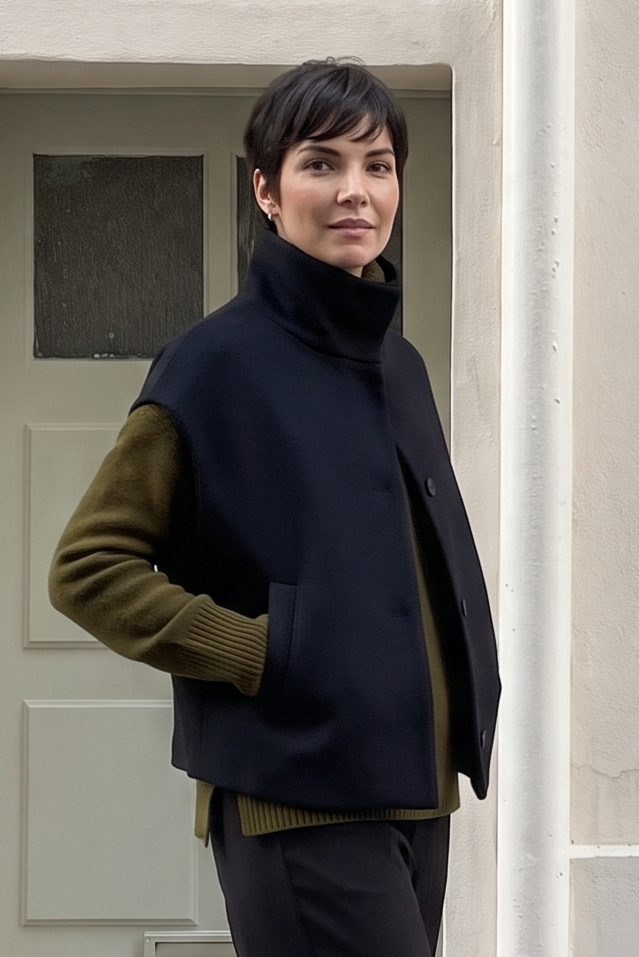GINEVERA VEST IN ITALIAN CASHMERE WOOL IN BLACK