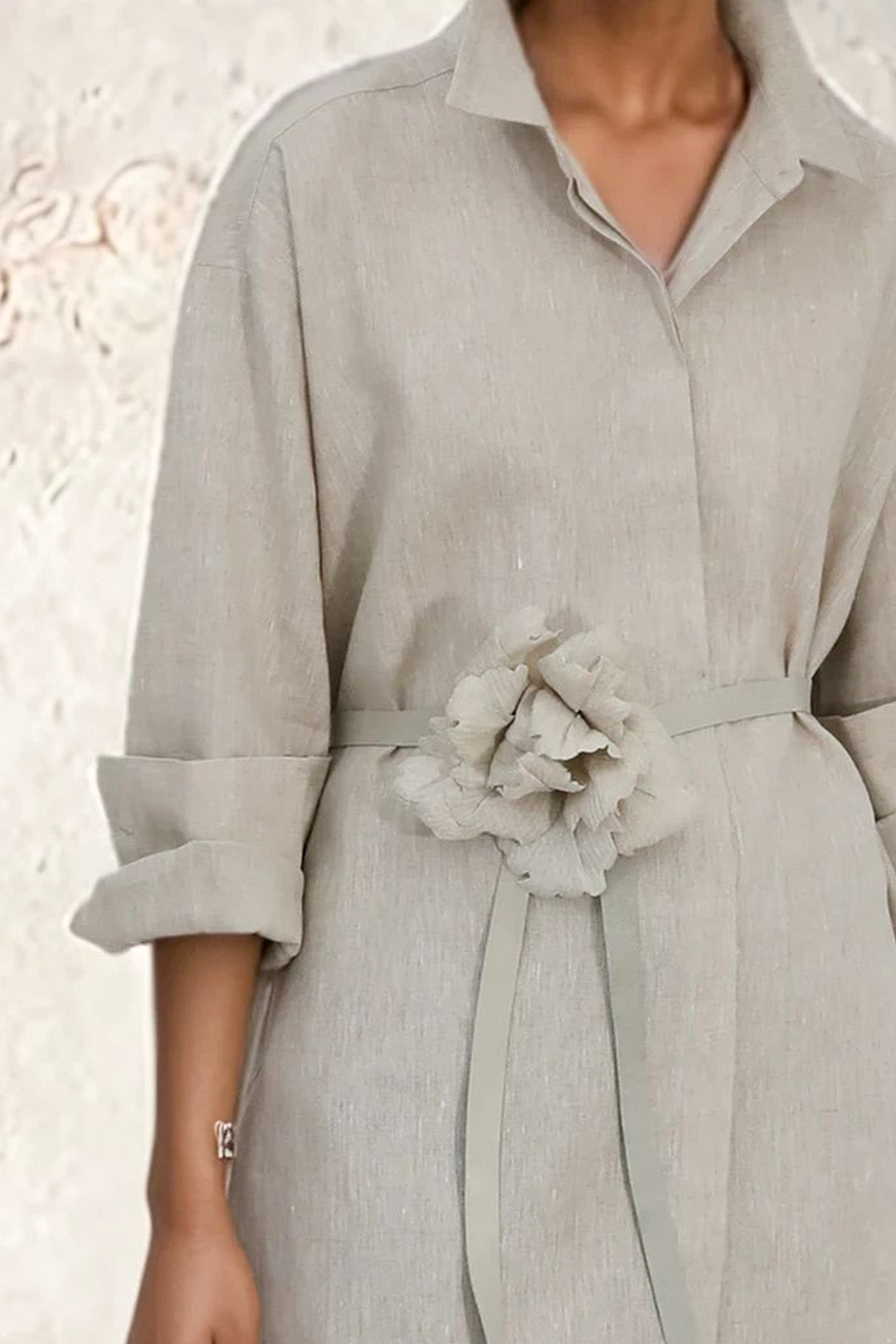 Lotus Flower Pin and Clip in Handcrafted Italian Linen
