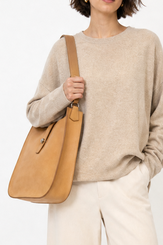 GIA ITALIAN LEATHER CROSSBODY BAG IN GOLDEN SAND