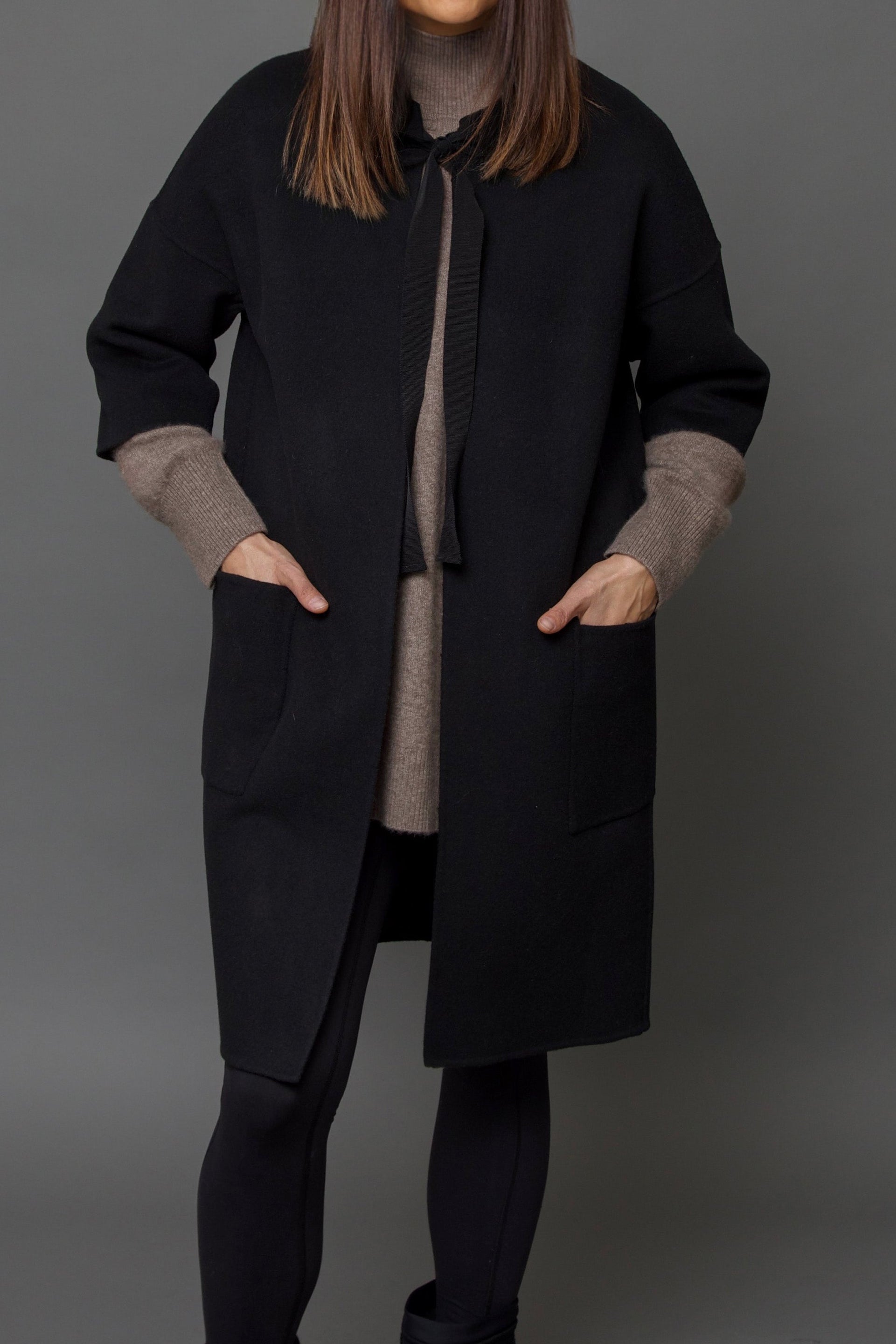 MONROE POCKET LONG COAT IN DOUBLE-FACE CASHMERE WOOL