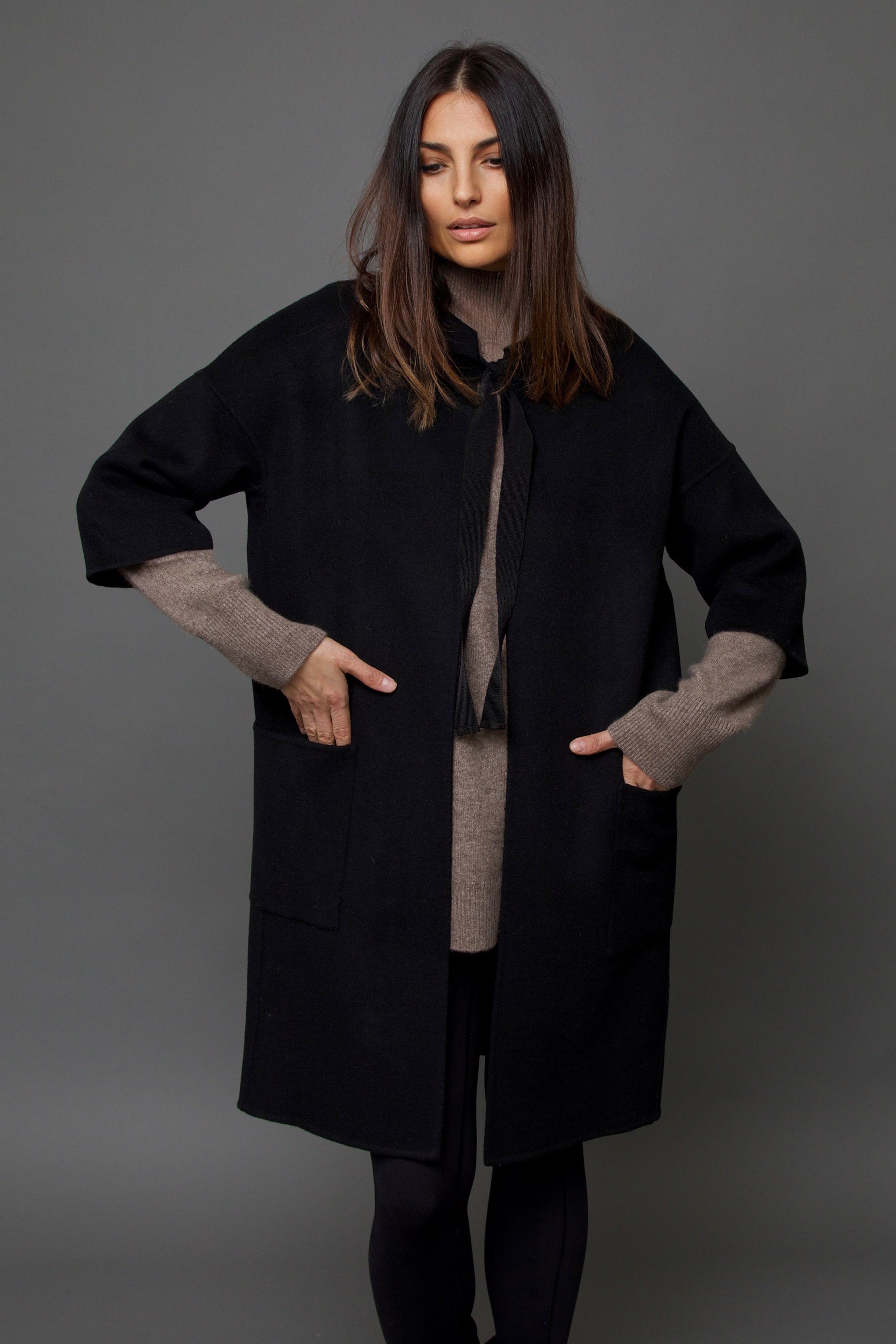 MONROE POCKET LONG COAT IN DOUBLE FACE WOOL