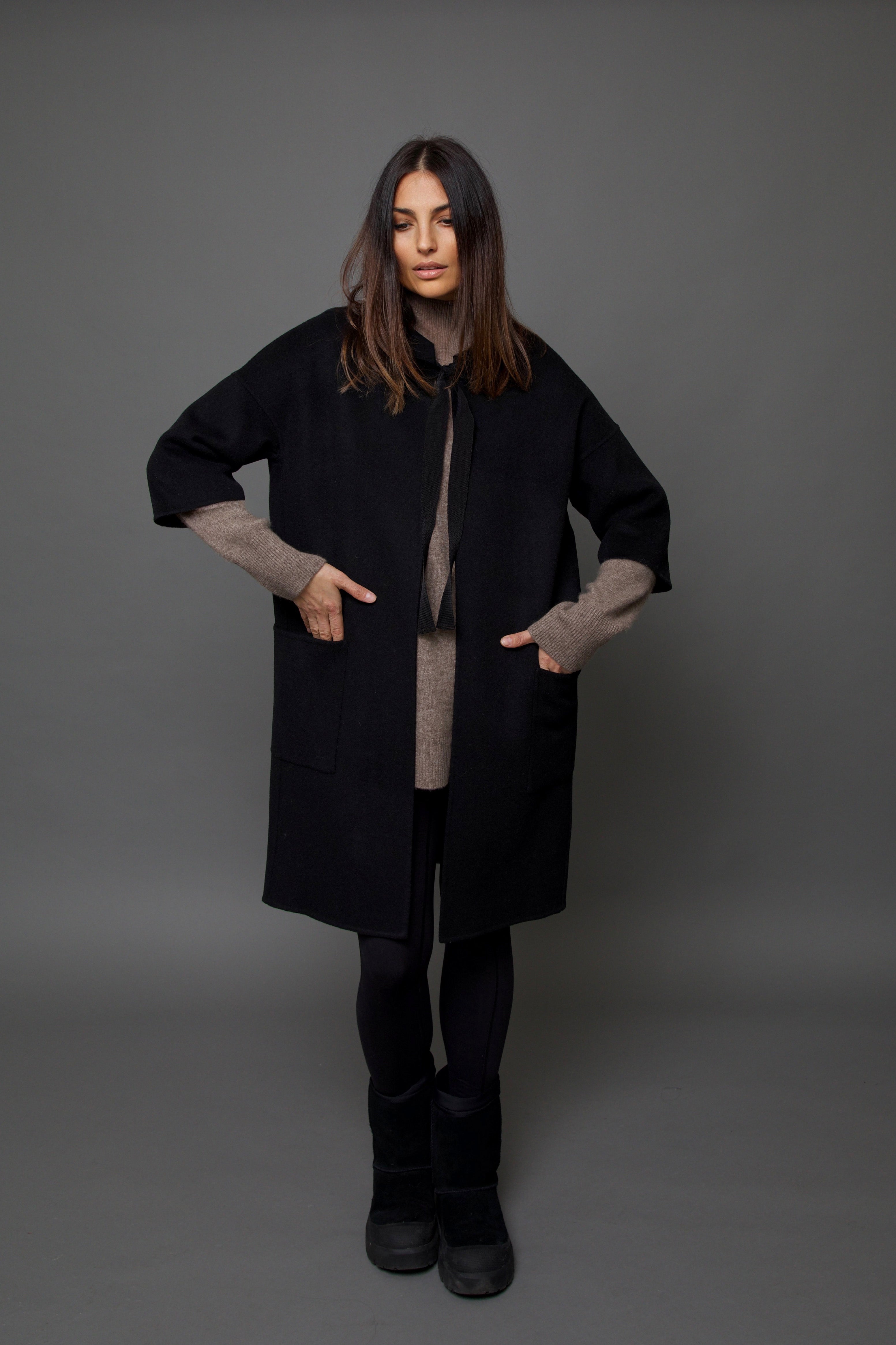 MONROE POCKET LONG COAT IN DOUBLE-FACE CASHMERE WOOL
