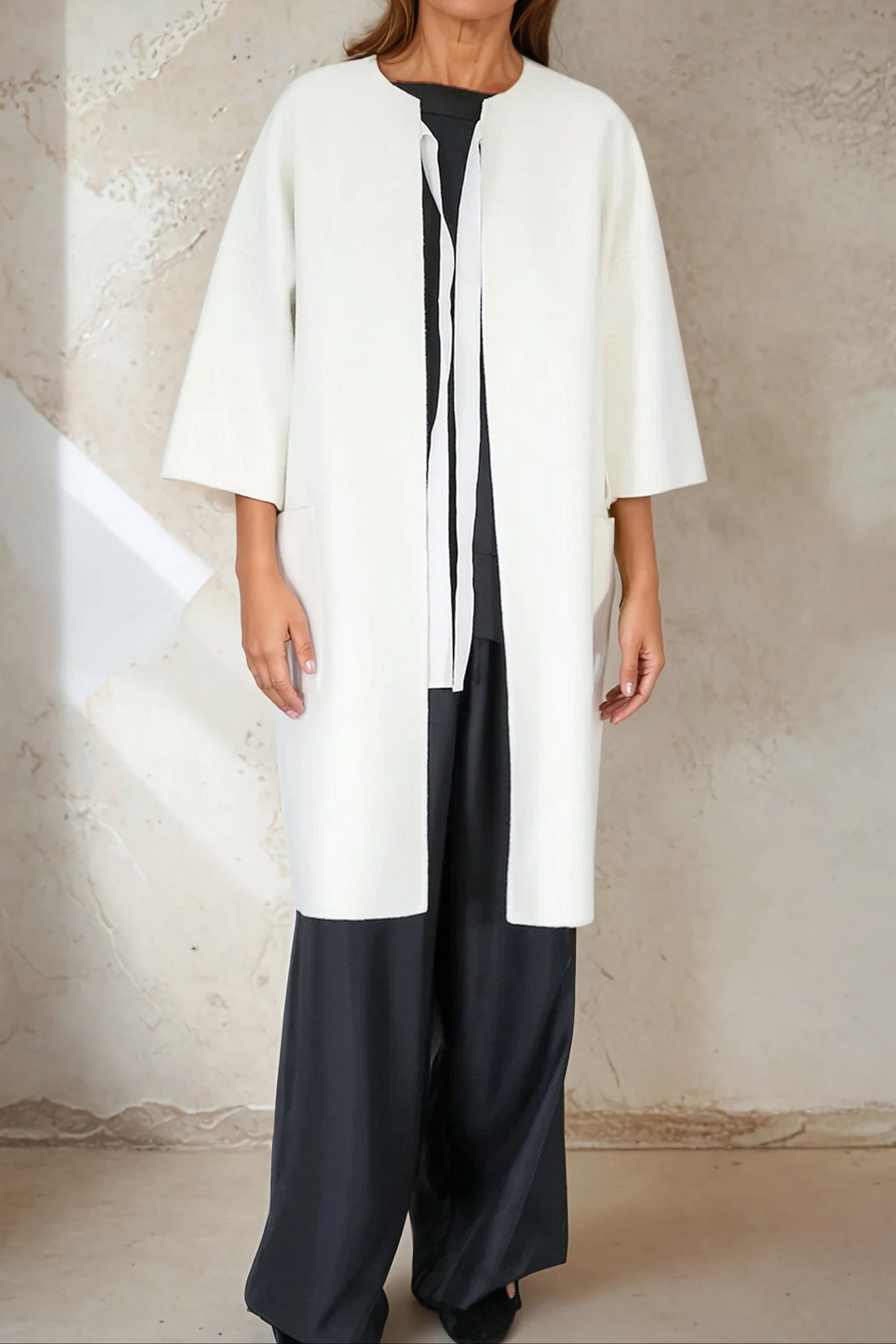 MONROE POCKET LONG COAT IN DOUBLE FACE CASHMERE WOOL